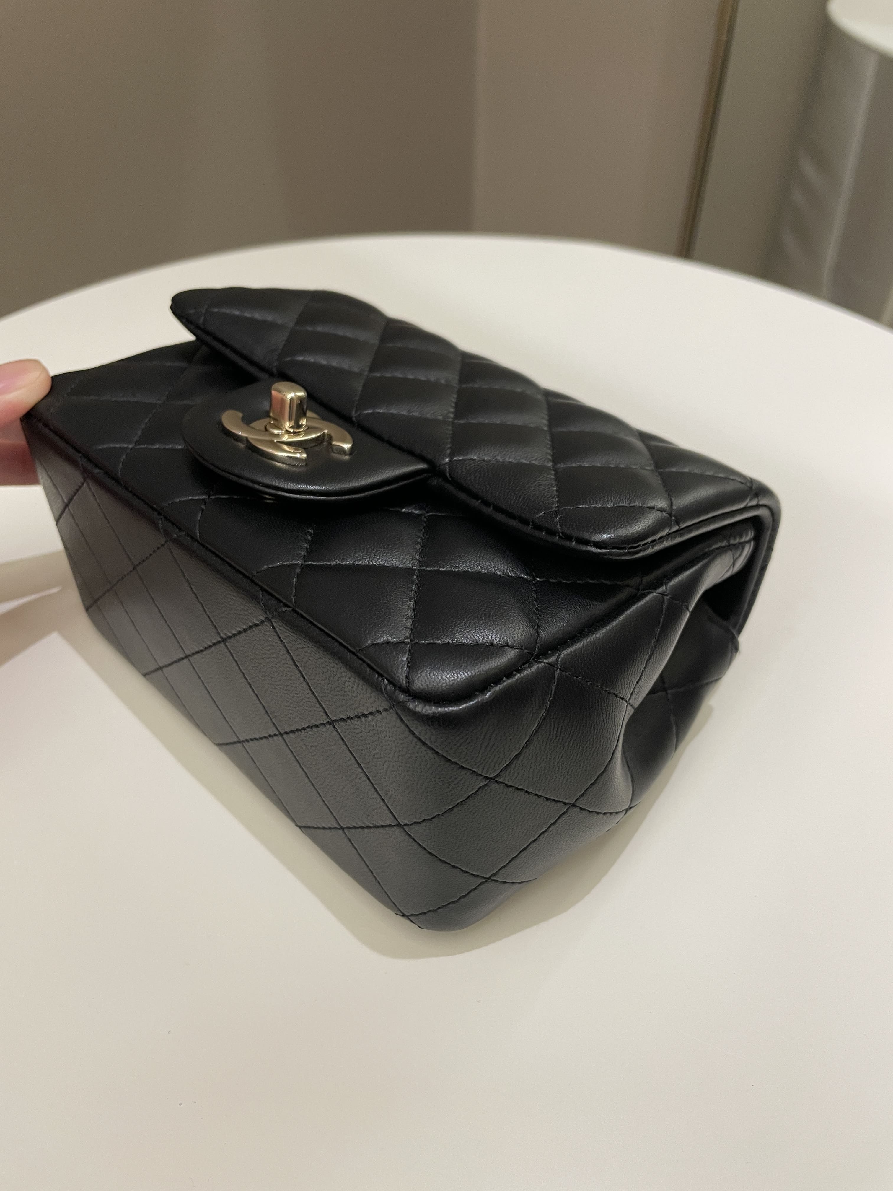 Chanel Classic Quilted Mini Square Black Lambskin