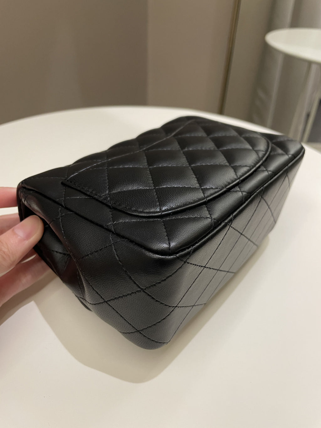 Chanel Classic Quilted Mini Square Black Lambskin