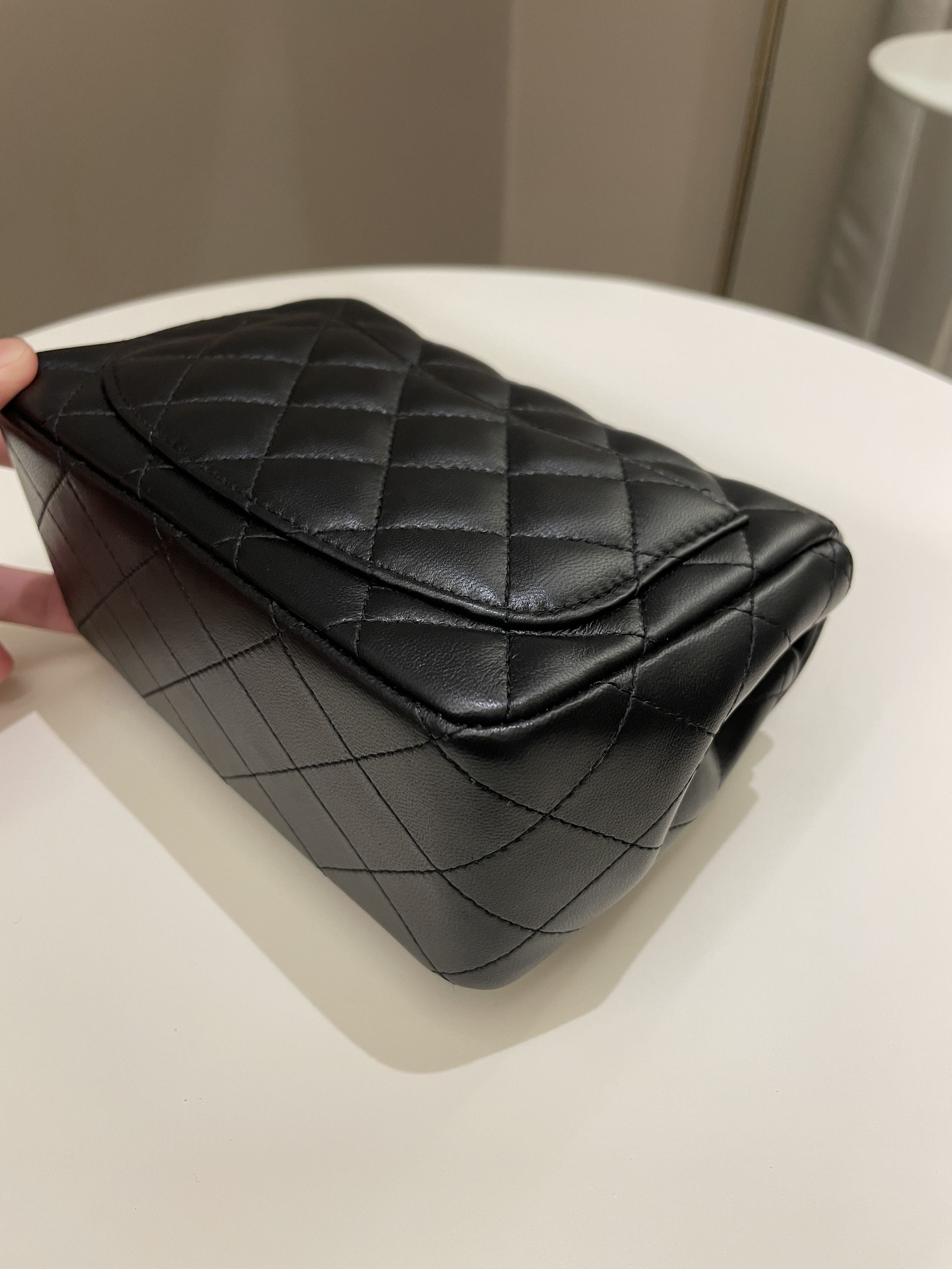 Chanel Classic Quilted Mini Square Black Lambskin