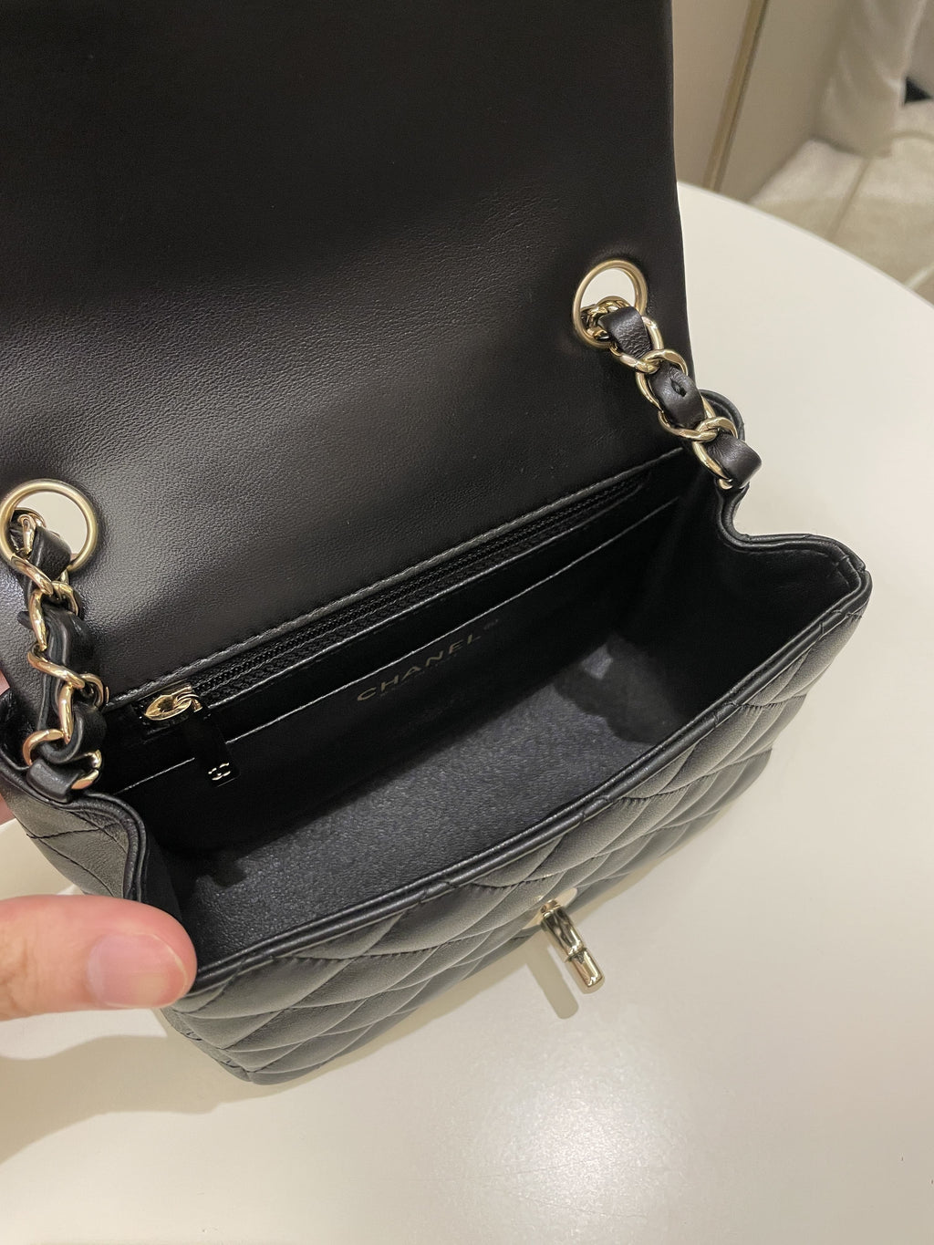 Chanel Classic Quilted Mini Square Black Lambskin
