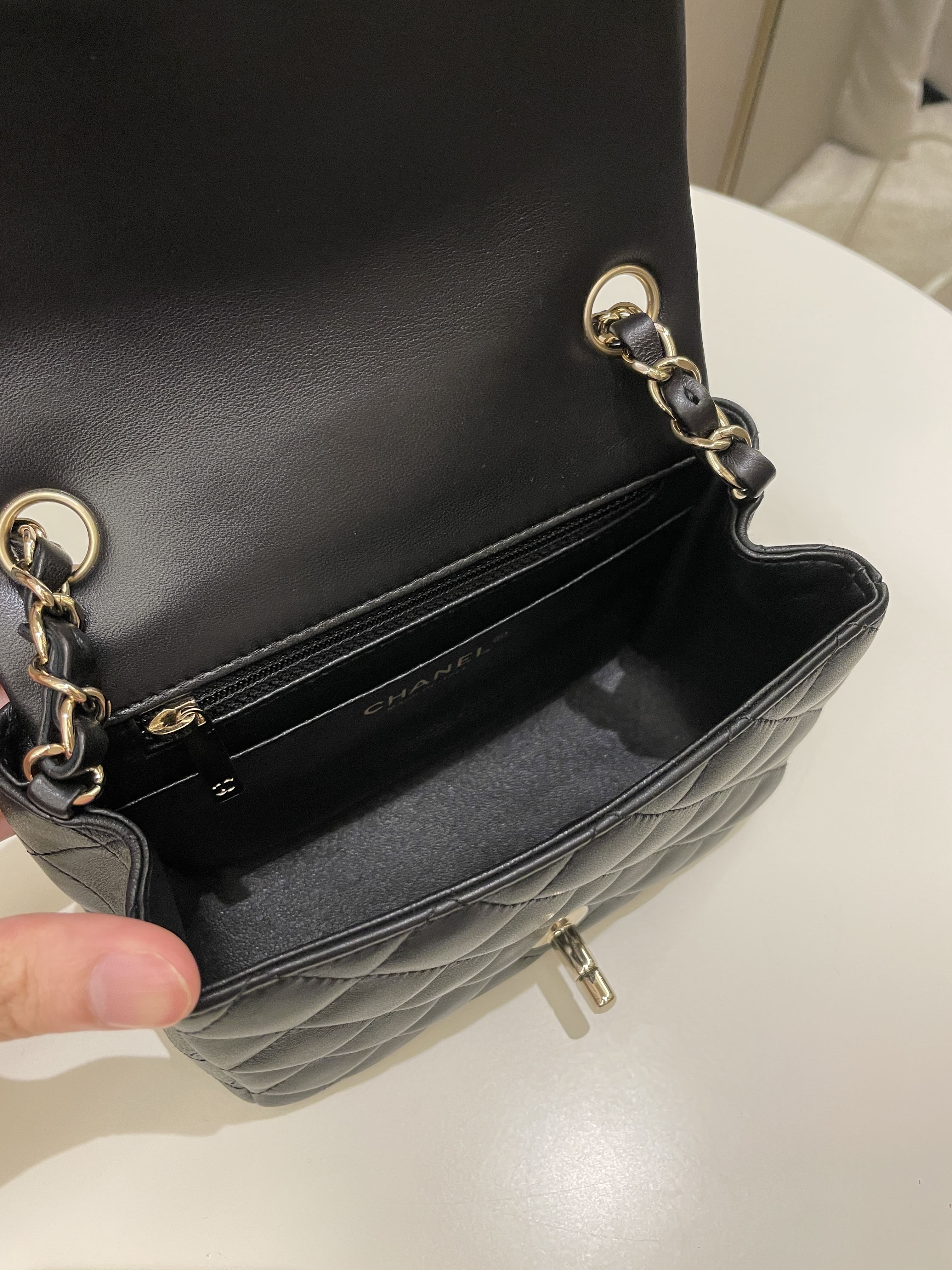 Chanel Classic Quilted Mini Square Black Lambskin