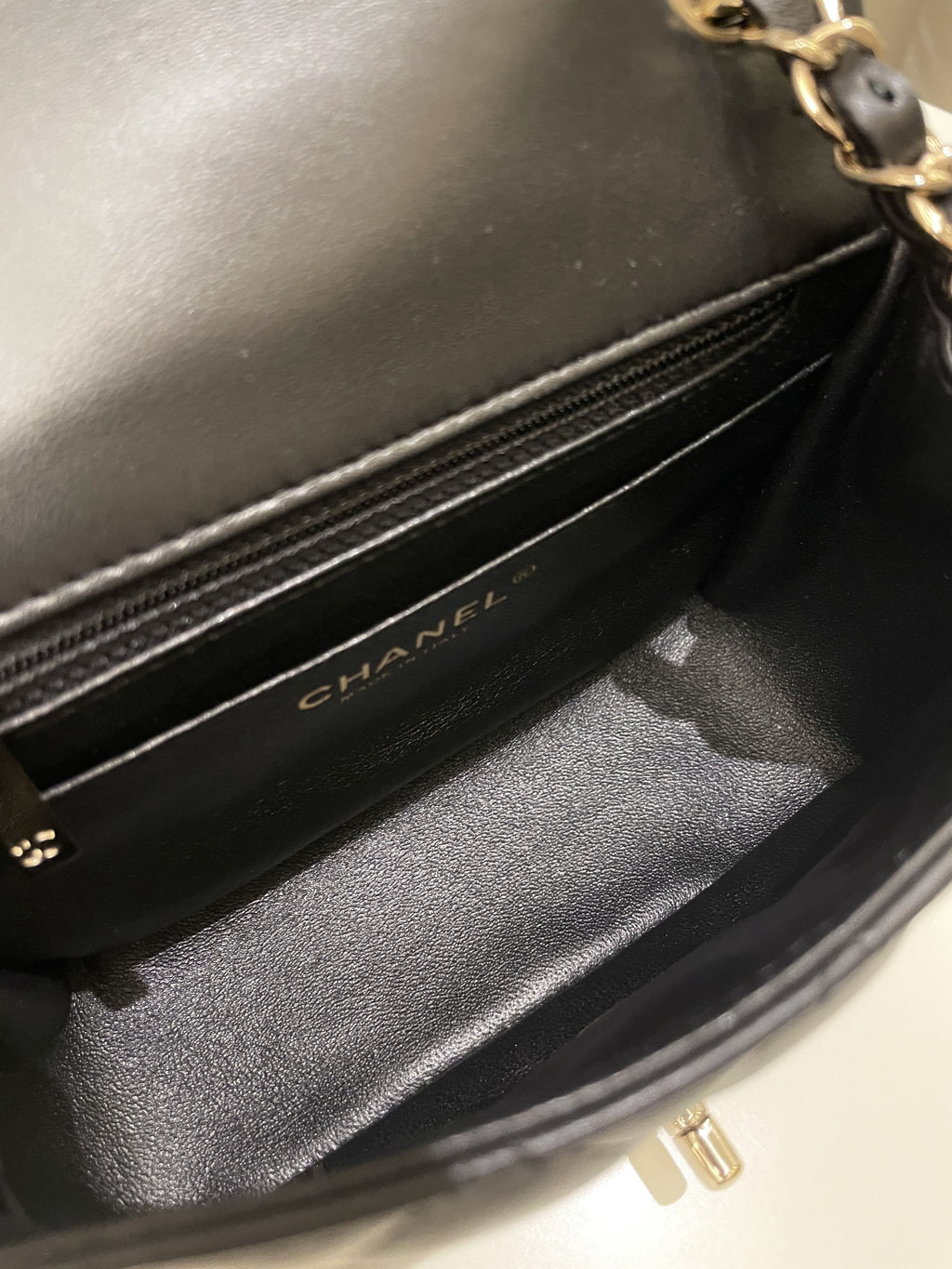 Chanel Classic Quilted Mini Square Black Lambskin