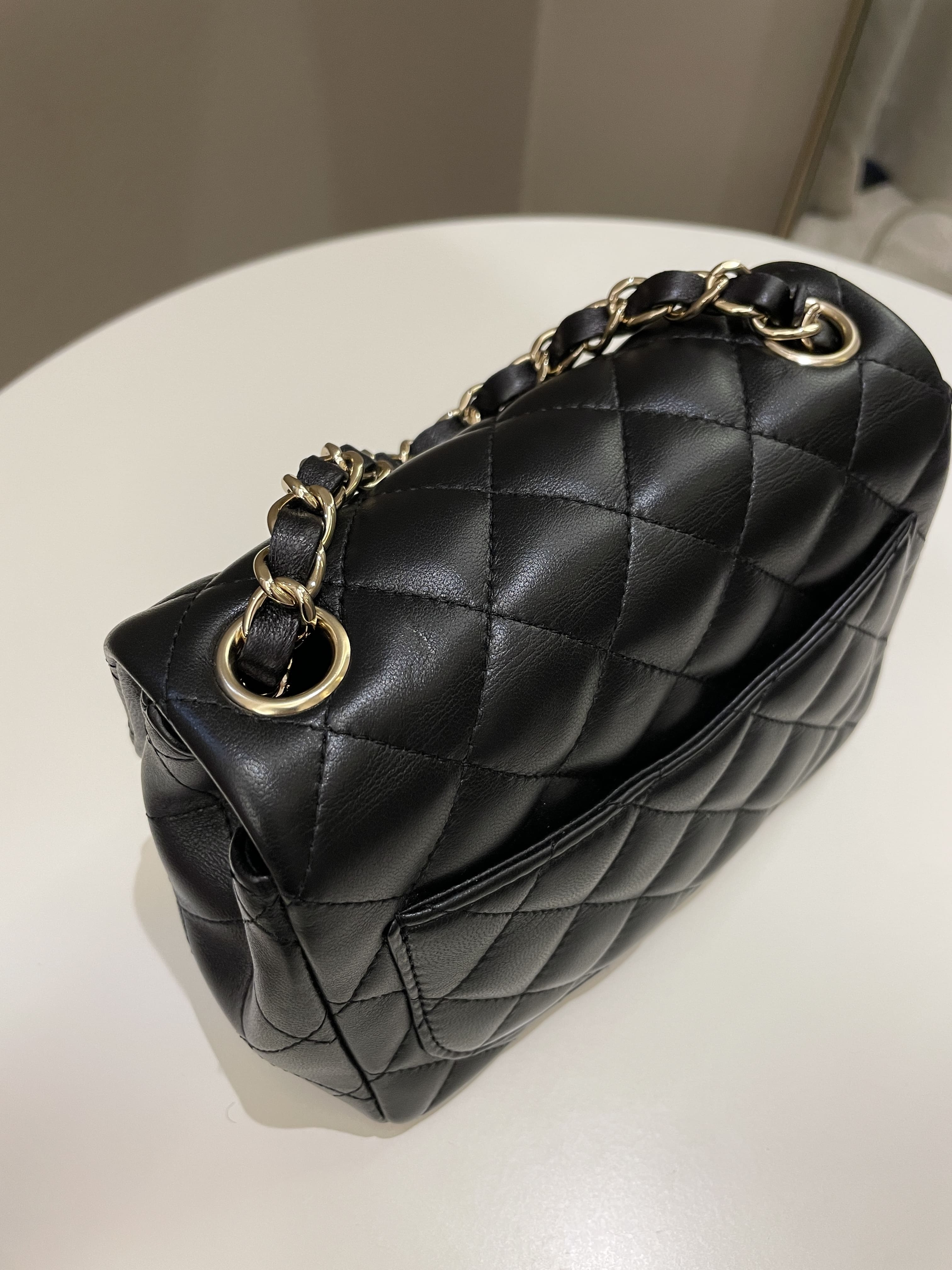 Chanel Classic Quilted Mini Square Black Lambskin