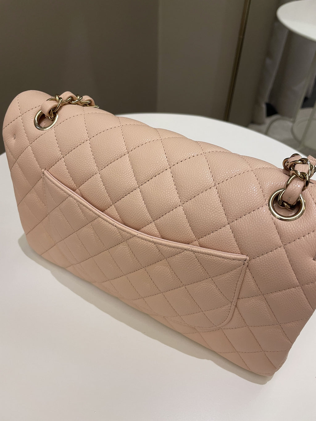 Chanel Classic Quilted Medium Double Flap Beige Caviar