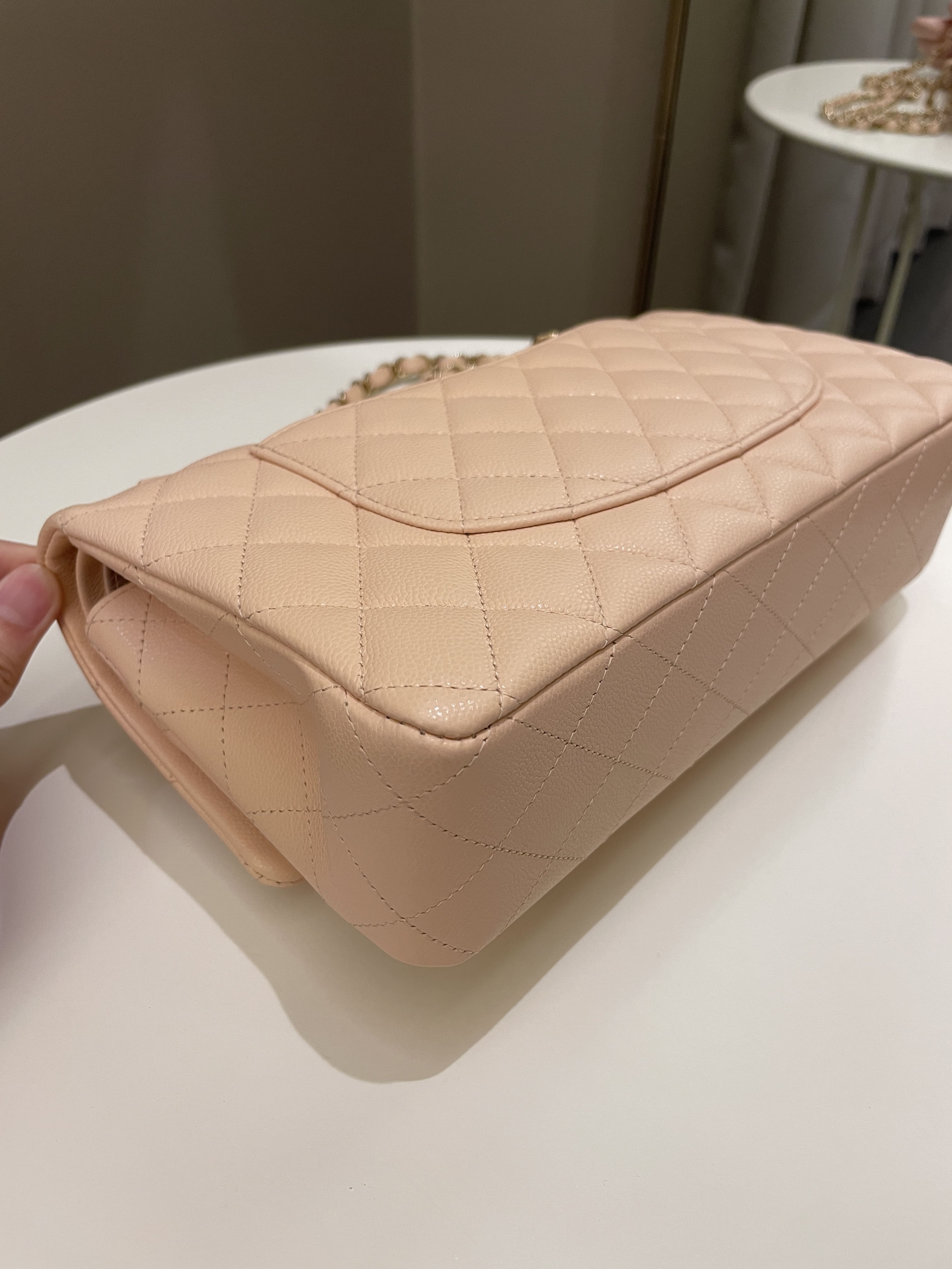 Chanel Classic Quilted Medium Double Flap Beige Caviar