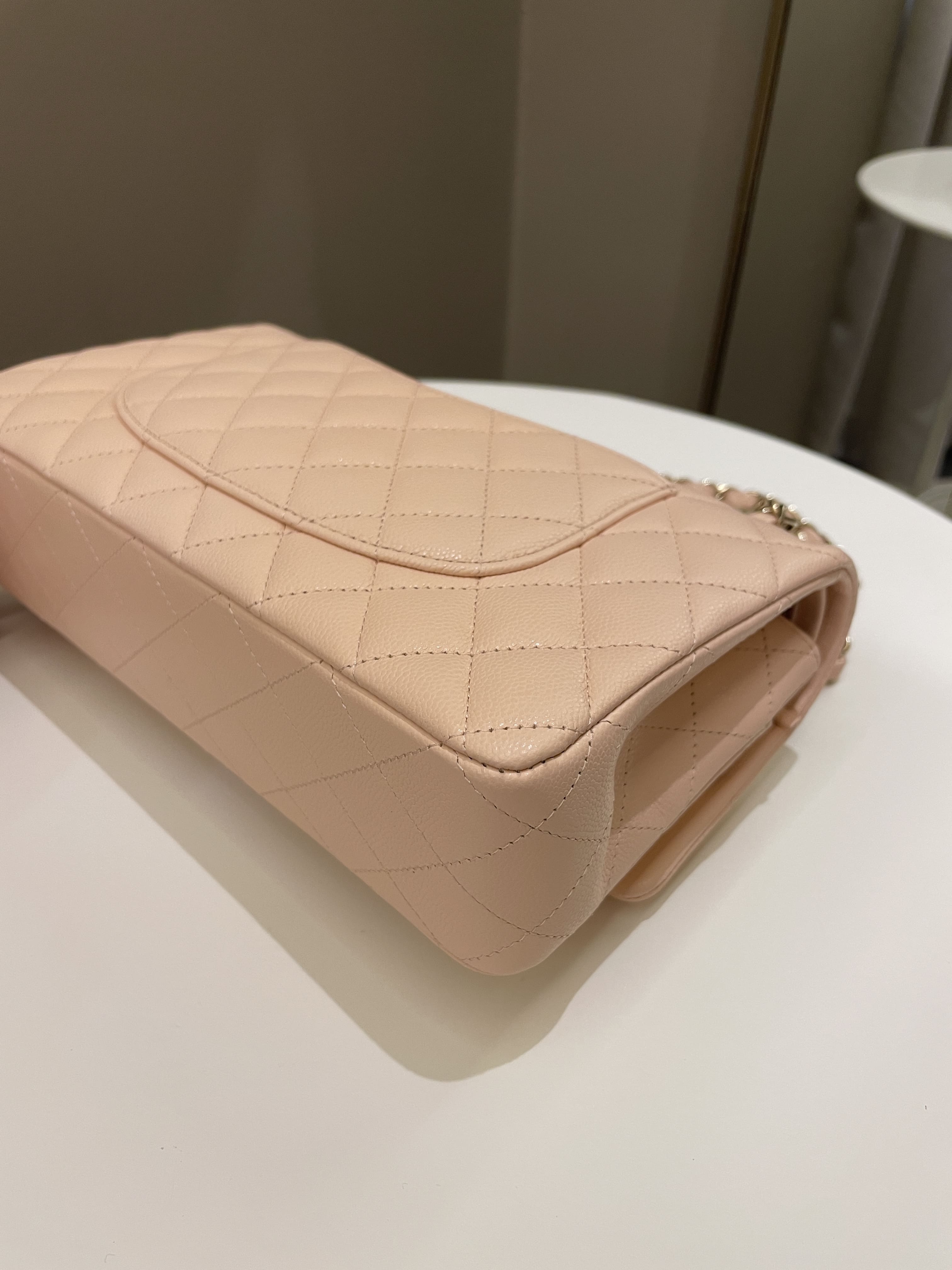 Chanel Classic Quilted Medium Double Flap Beige Caviar