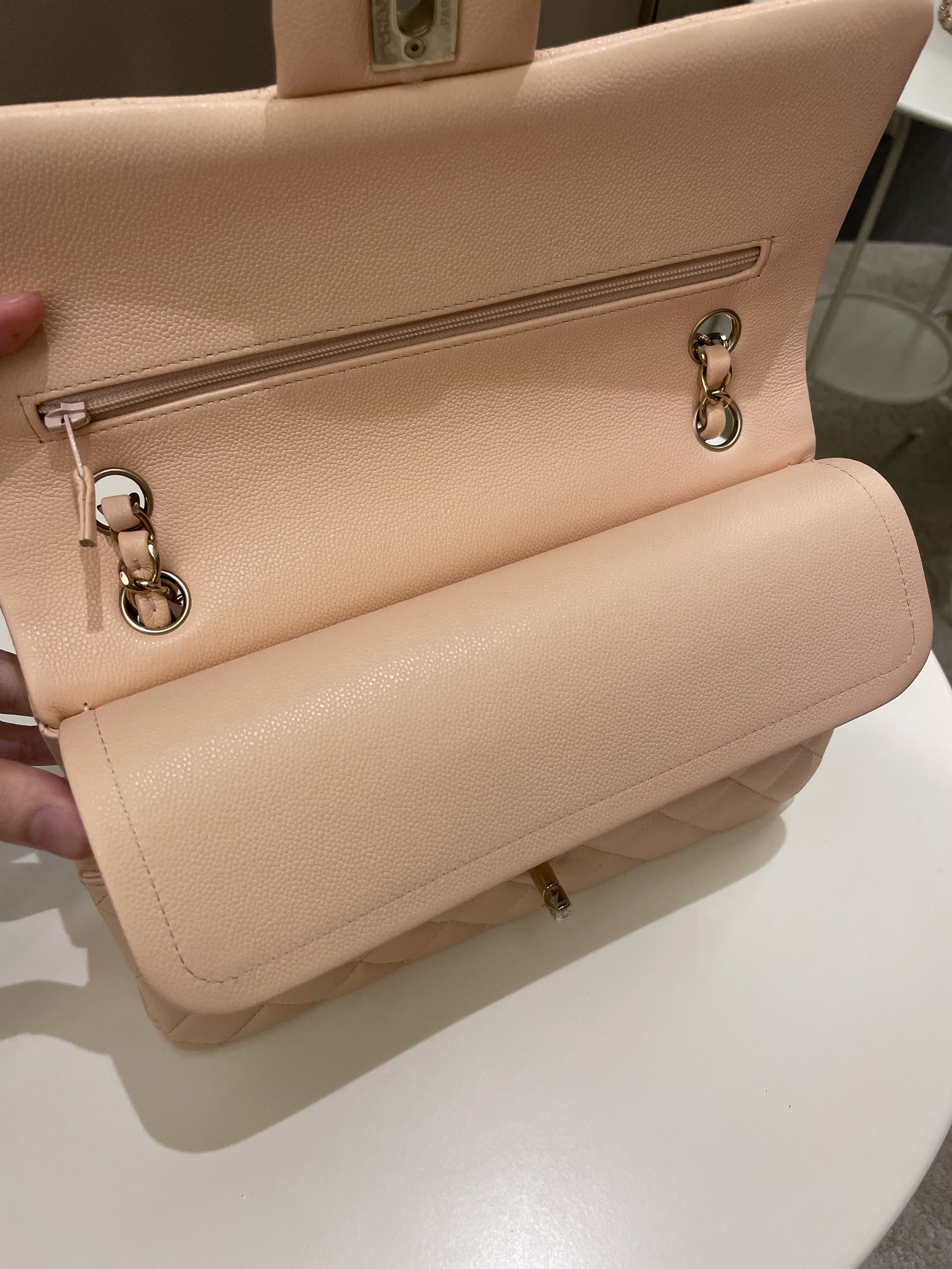 Chanel Classic Quilted Medium Double Flap Beige Caviar