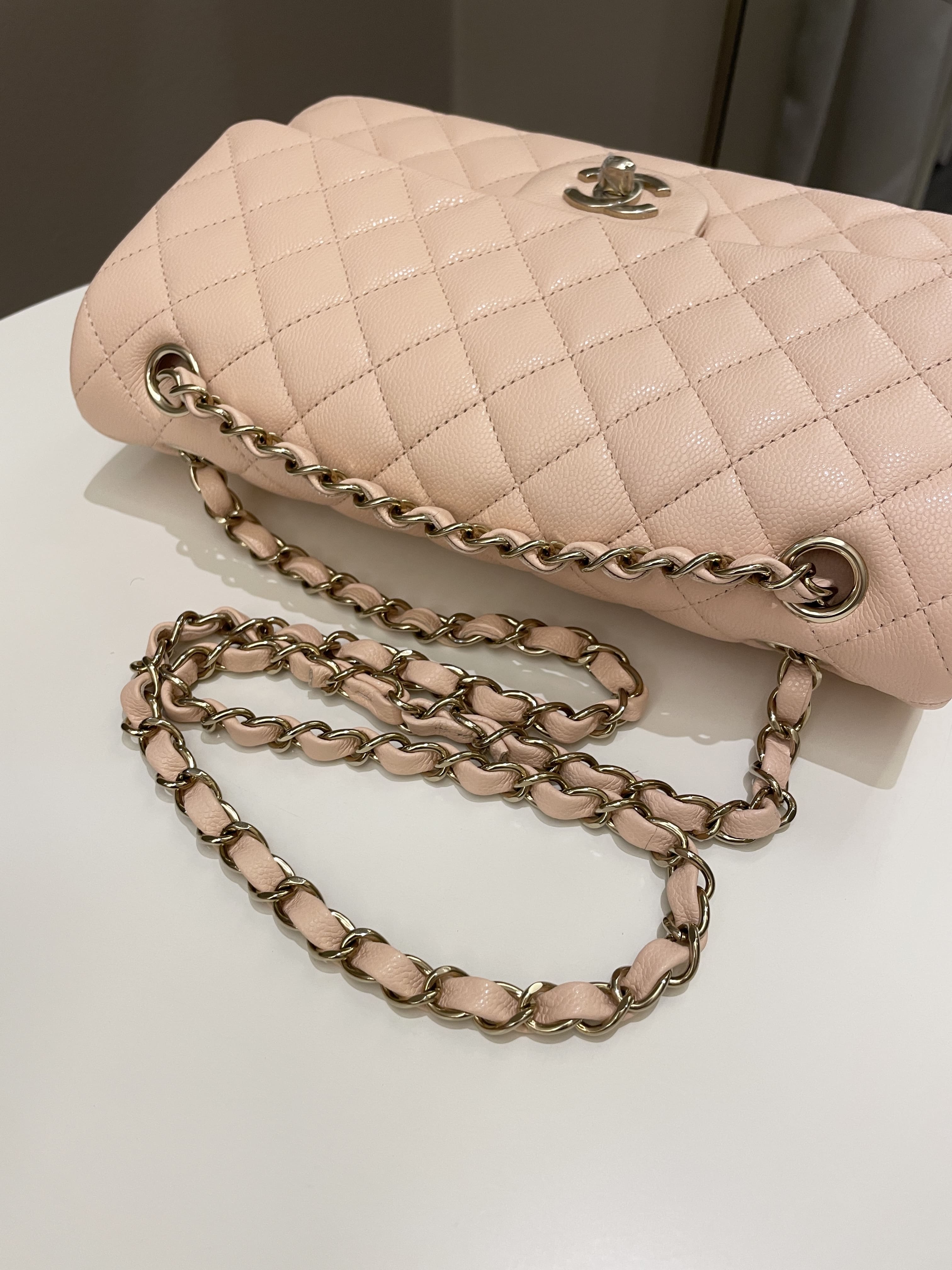 Chanel Classic Quilted Medium Double Flap Beige Caviar