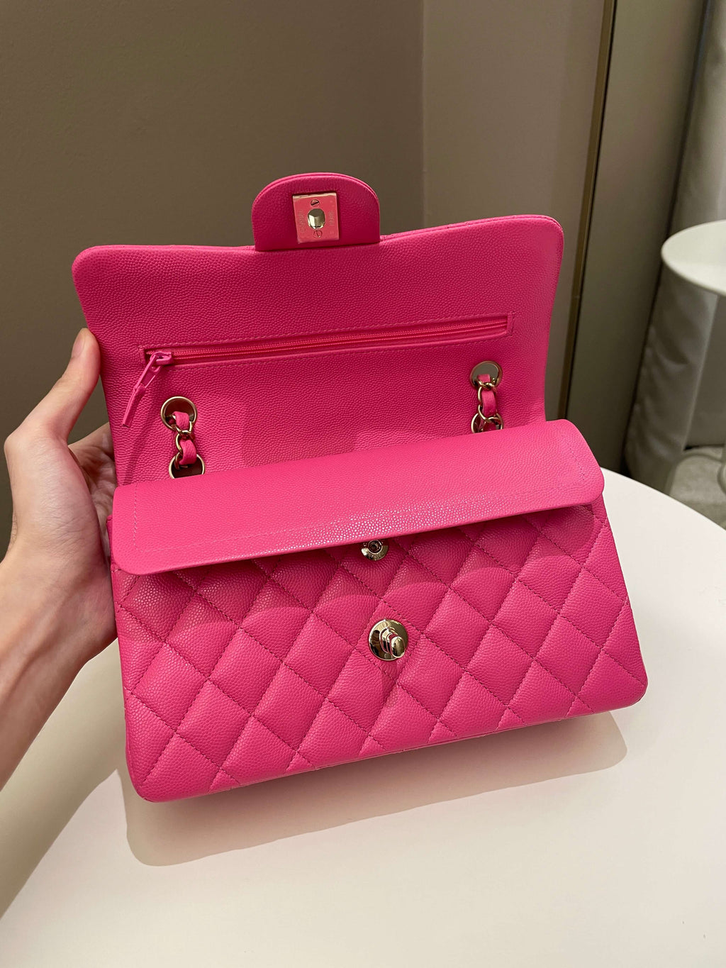 Chanel Classic Quilted Small Double Flap Candy Pink Caviar