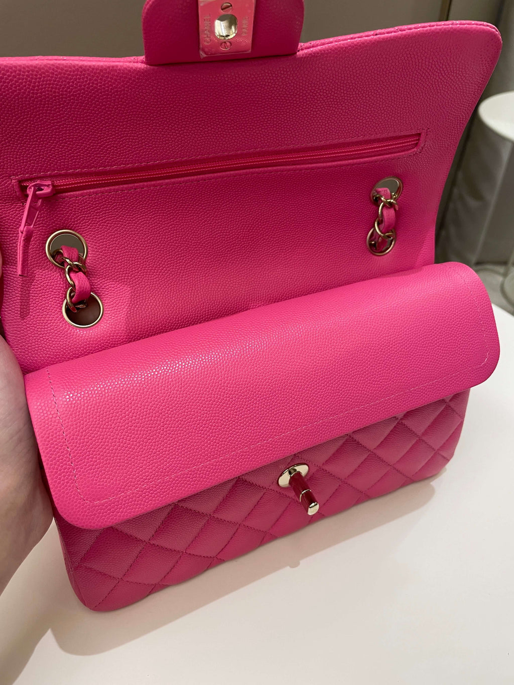 Chanel Classic Quilted Small Double Flap Candy Pink Caviar