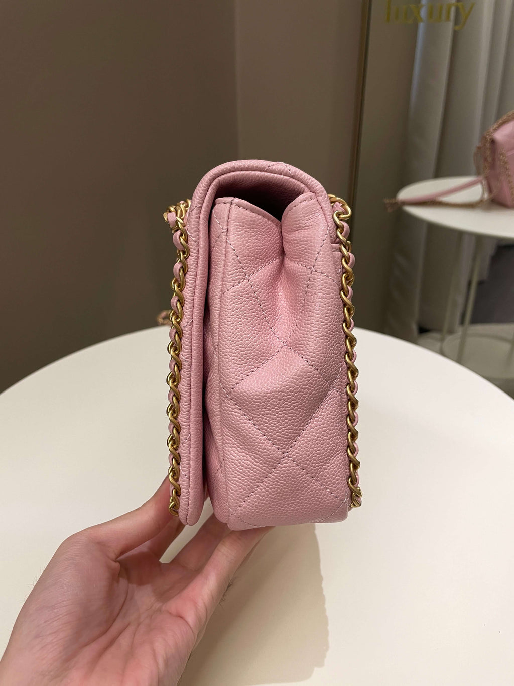 Chanel 22K Chain Around Flap Mauve Pink Caviar