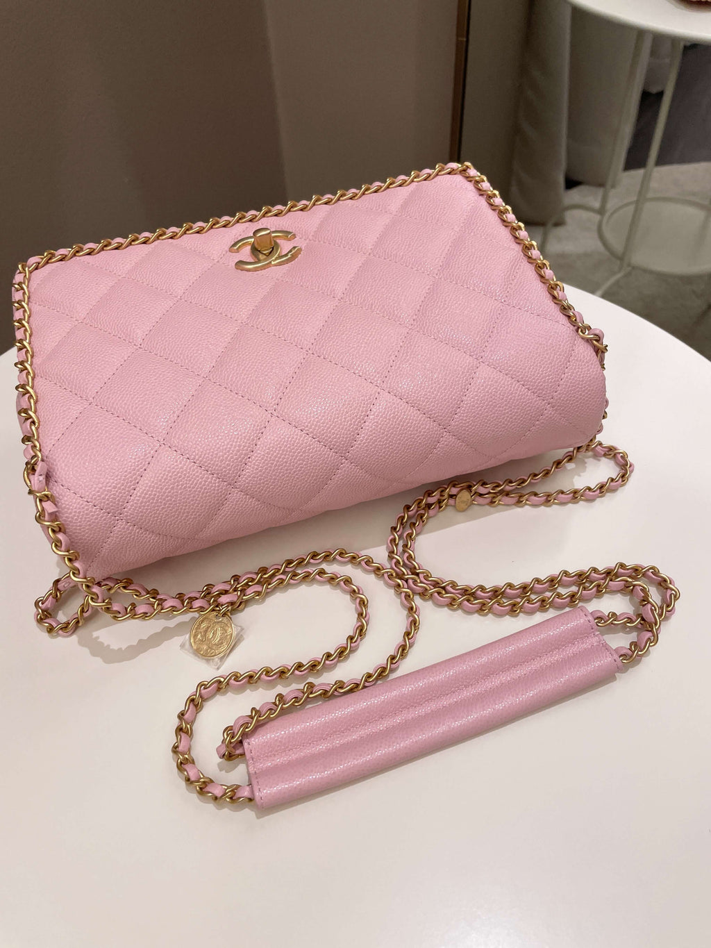 Chanel 22K Chain Around Flap Mauve Pink Caviar