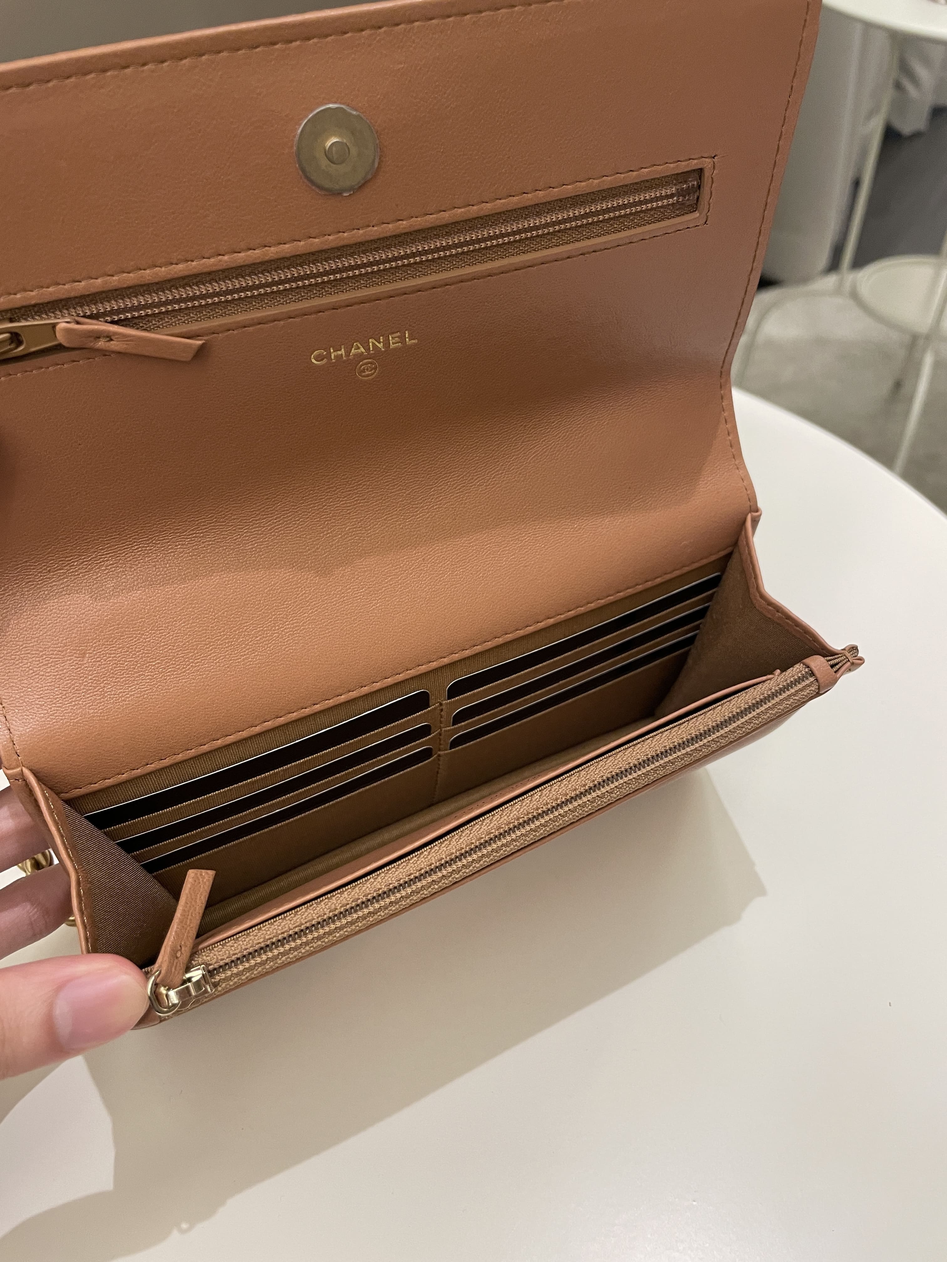 Chanel 19 Wallet On Chain Caramel Lambskin