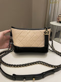 Chanel Quilted Gabrielle Hobo Beige/ Black Aged Calfskin