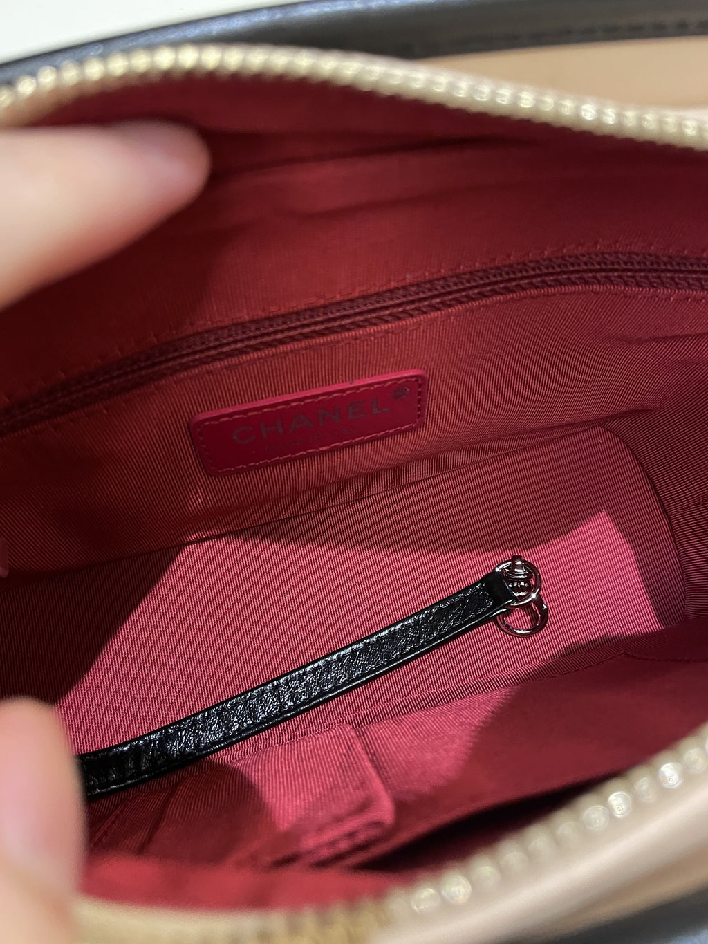 Chanel Quilted Gabrielle Hobo Beige/ Black Aged Calfskin