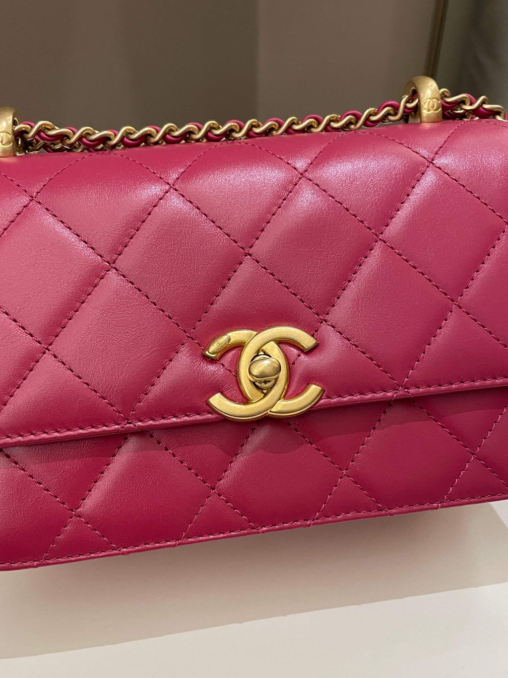 Chanel Quilted Perfect Fit Chain Rose Fuchsia Calfskin