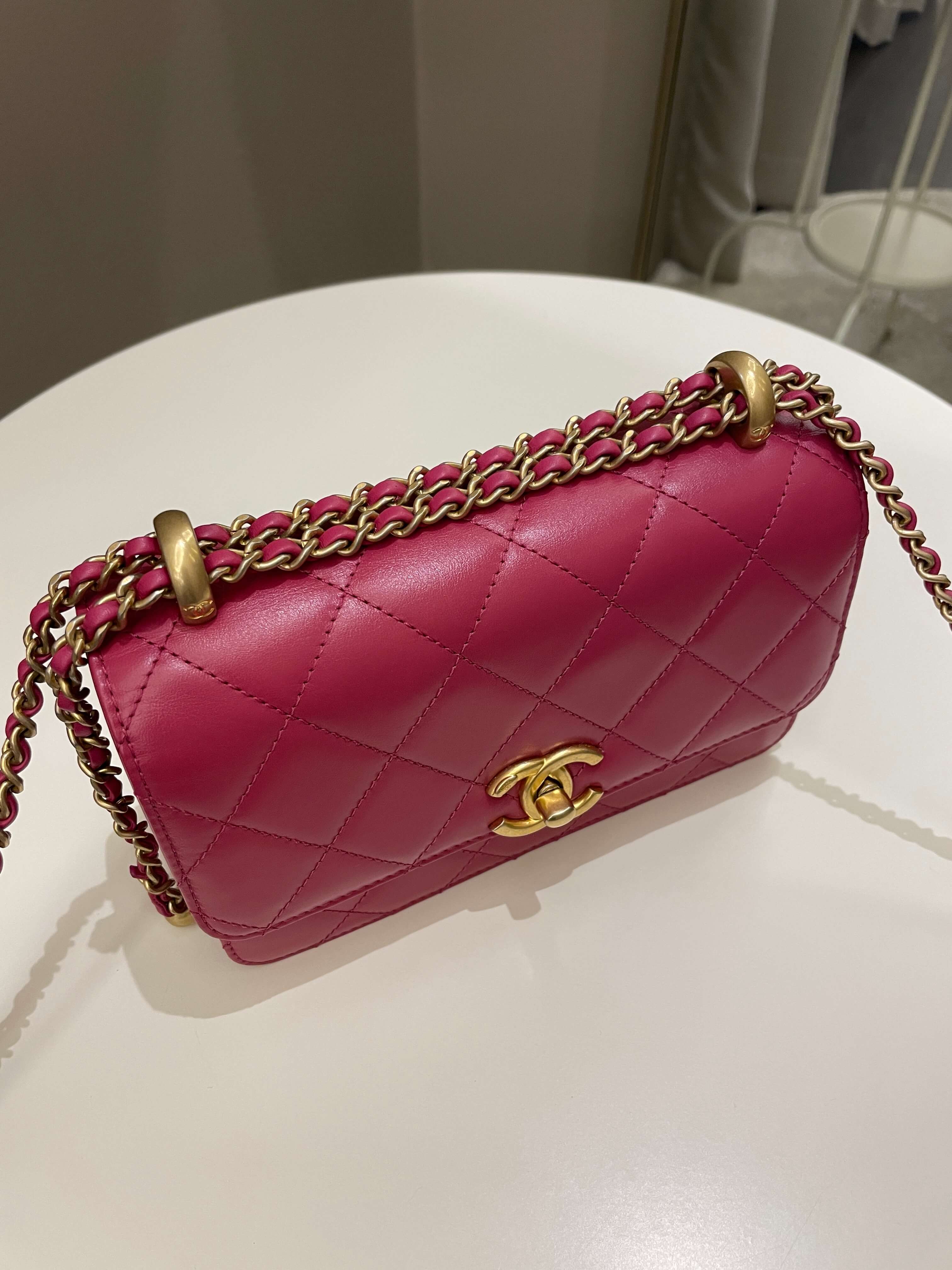 Chanel Quilted Perfect Fit Chain Rose Fuchsia Calfskin