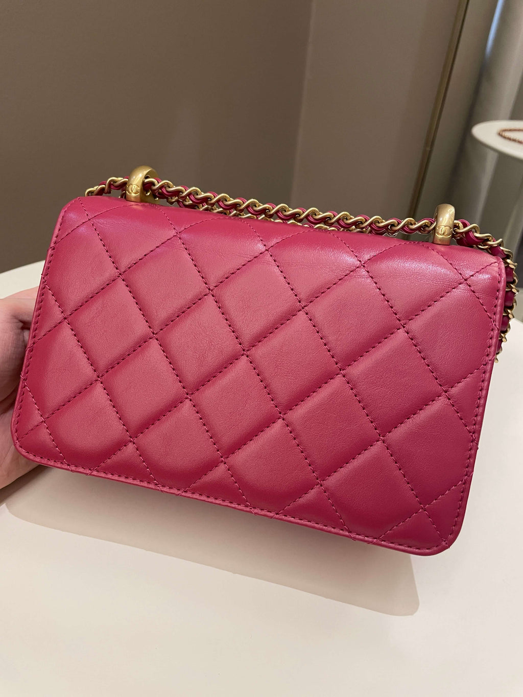 Chanel Quilted Perfect Fit Chain Rose Fuchsia Calfskin