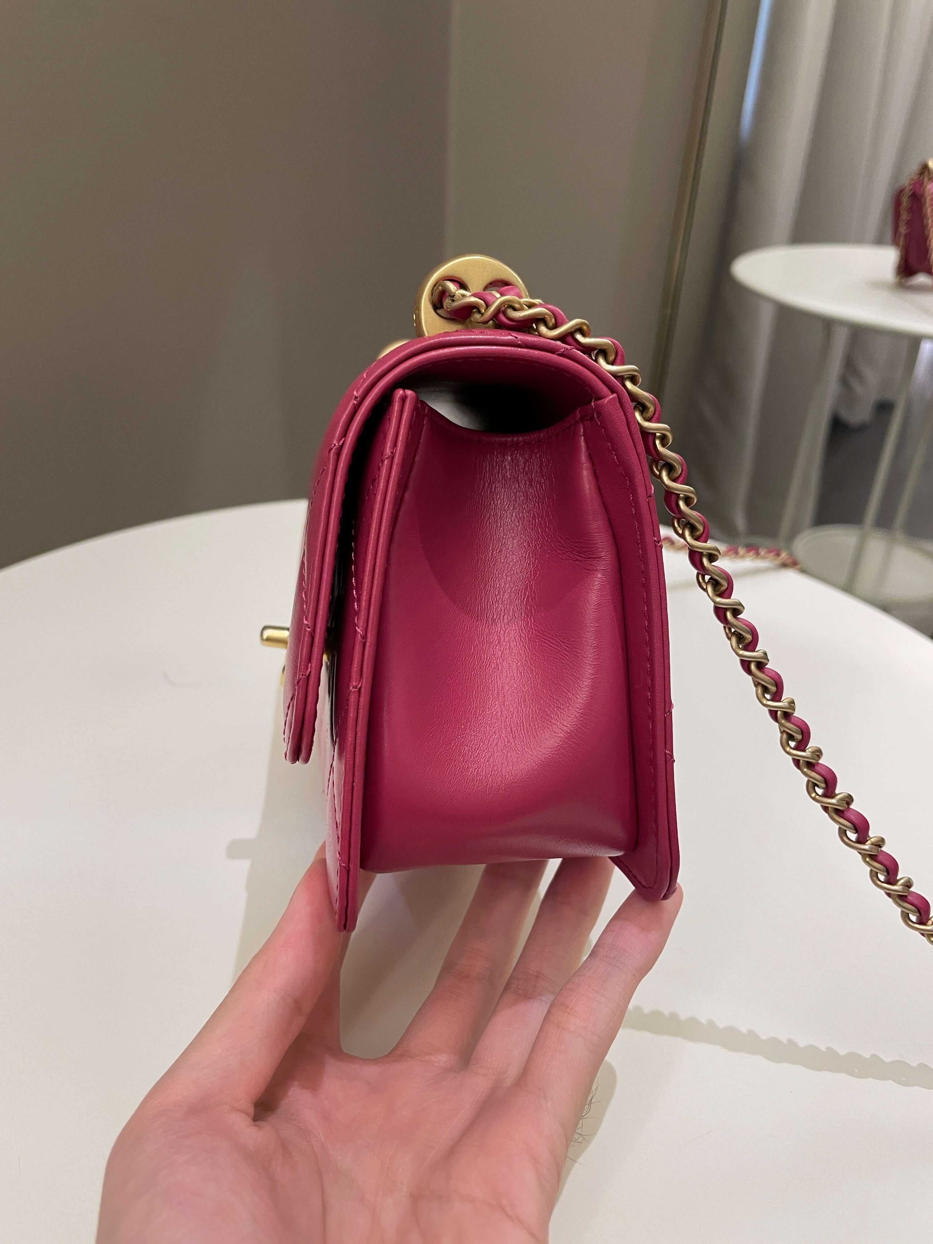 Chanel Quilted Perfect Fit Chain Rose Fuchsia Calfskin