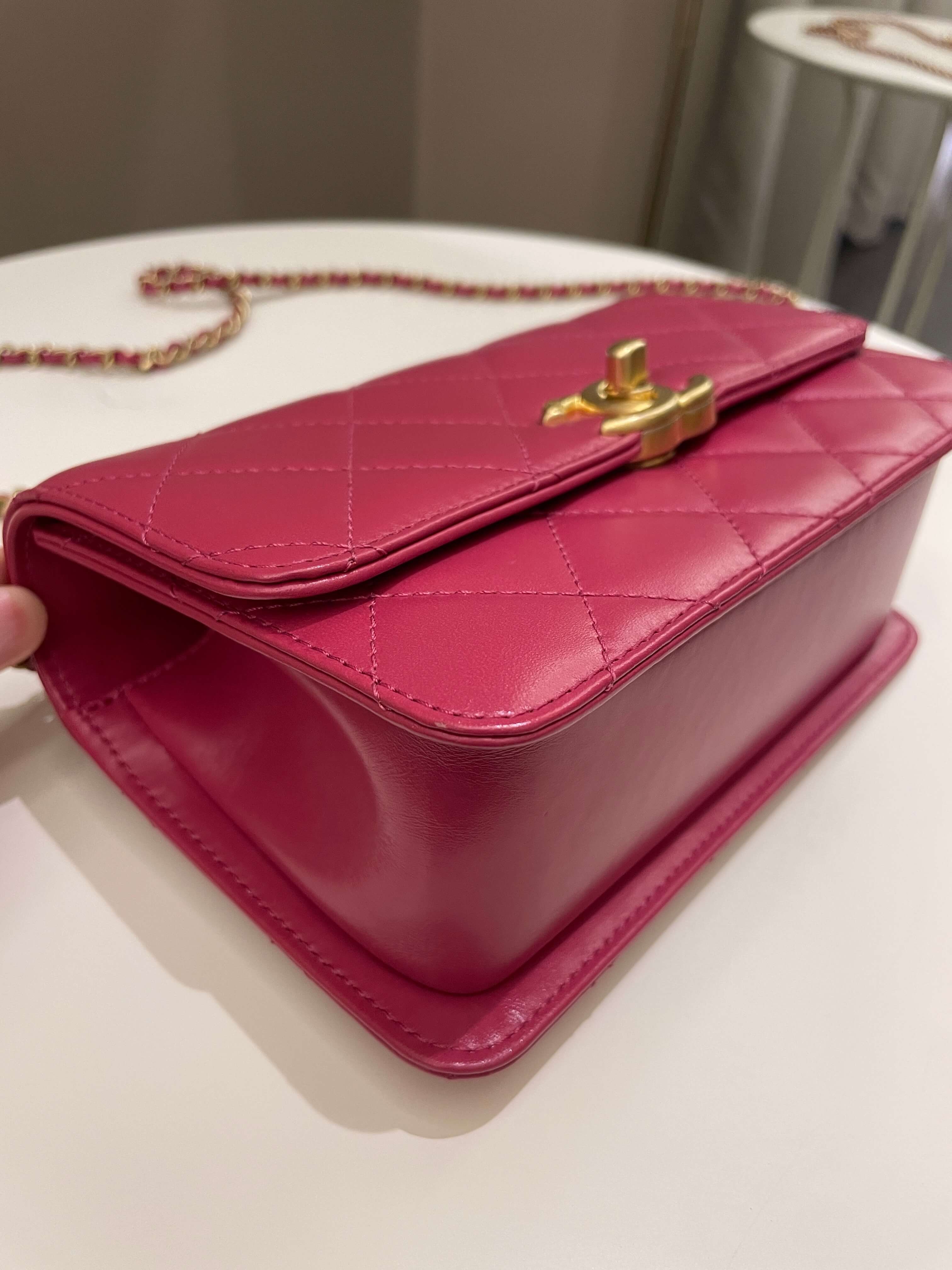 Chanel Quilted Perfect Fit Chain Rose Fuchsia Calfskin