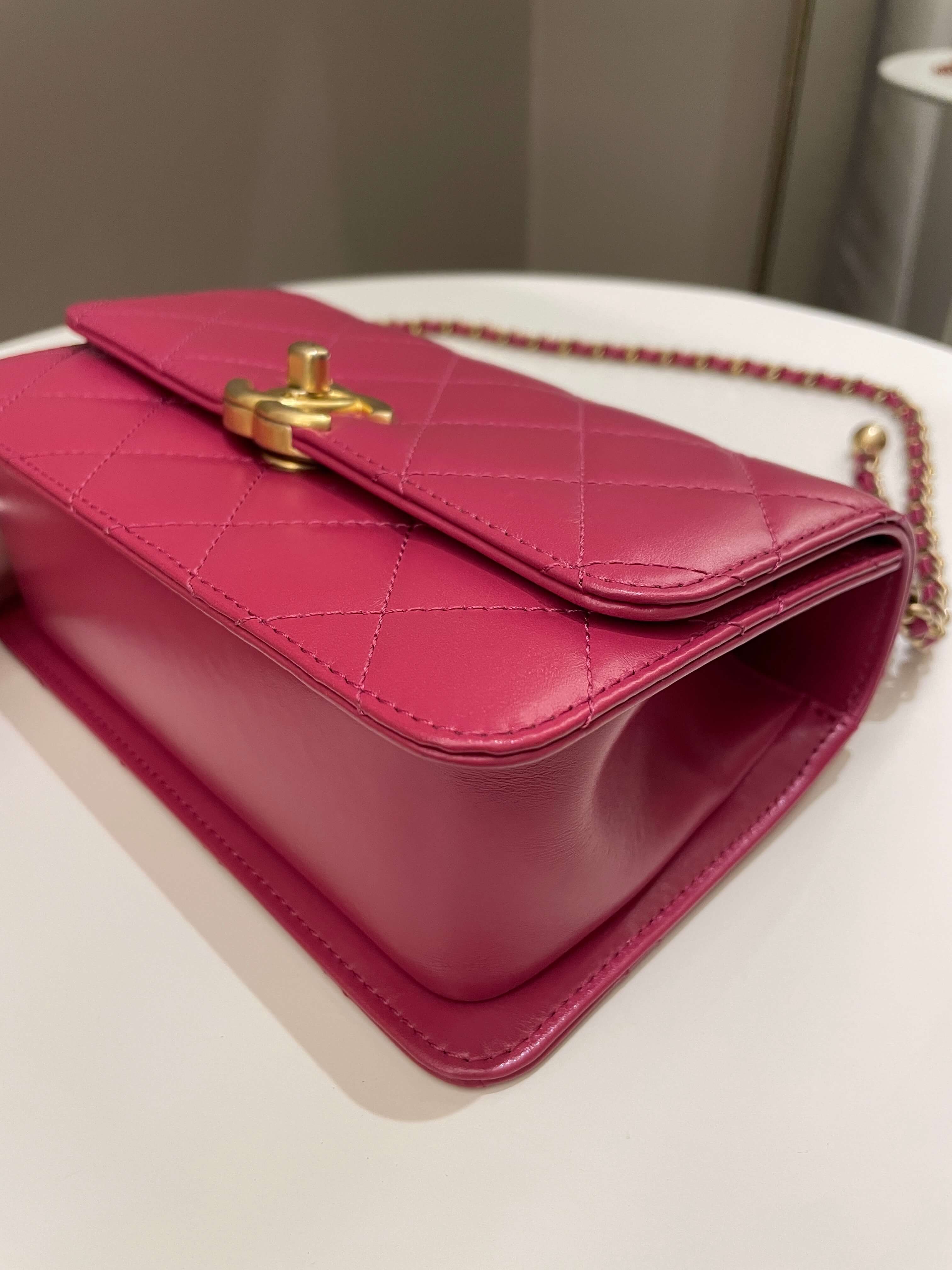 Chanel Quilted Perfect Fit Chain Rose Fuchsia Calfskin