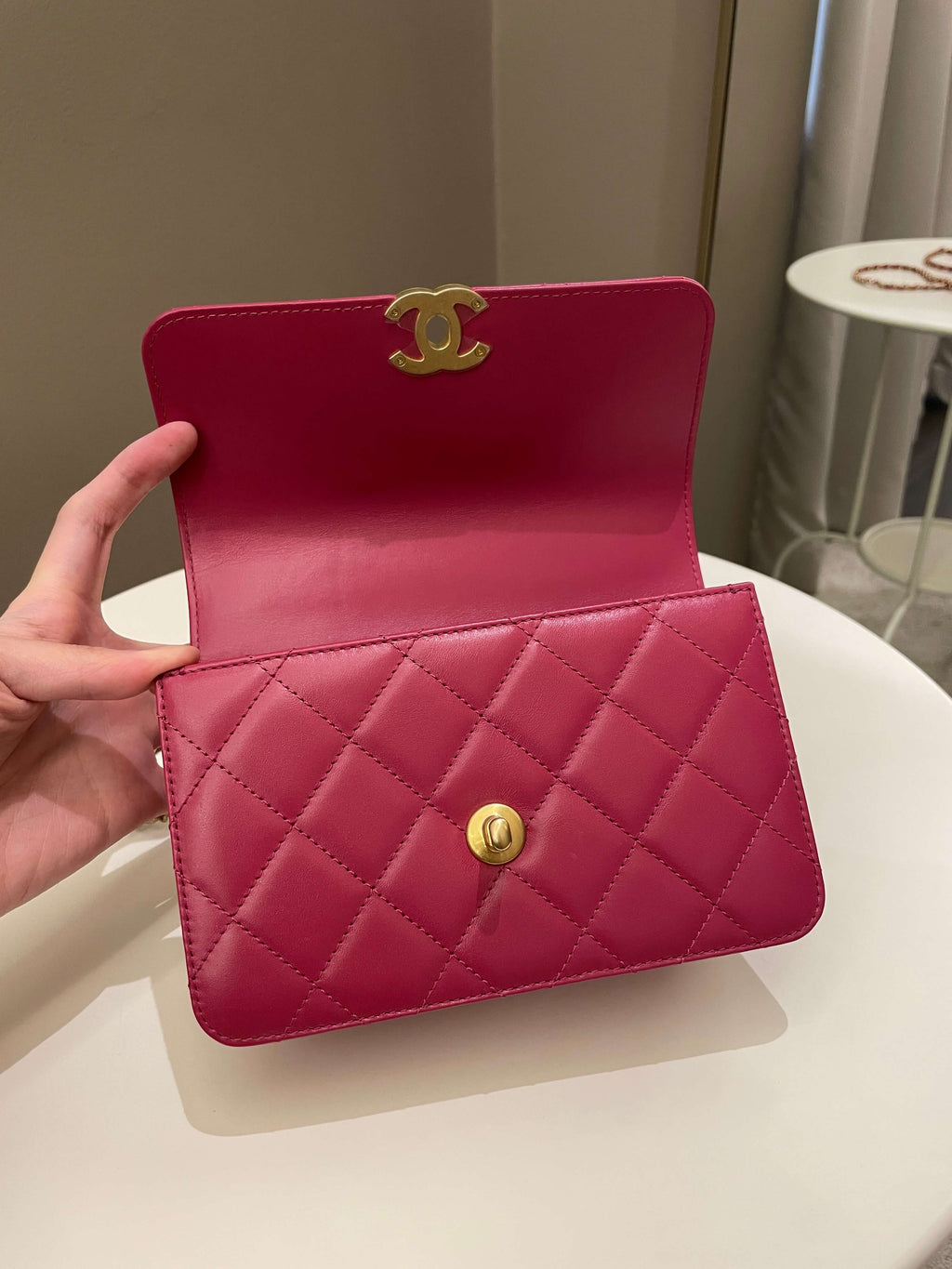 Chanel Quilted Perfect Fit Chain Rose Fuchsia Calfskin