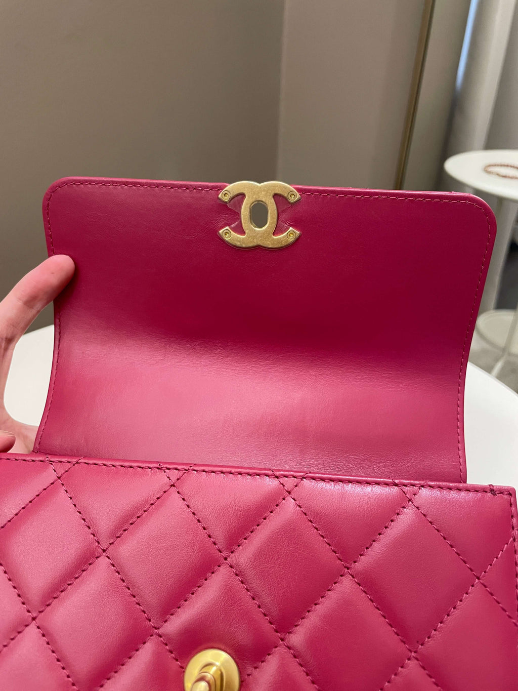 Chanel Quilted Perfect Fit Chain Rose Fuchsia Calfskin