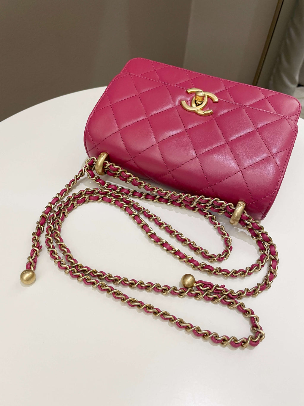 Chanel Quilted Perfect Fit Chain Rose Fuchsia Calfskin