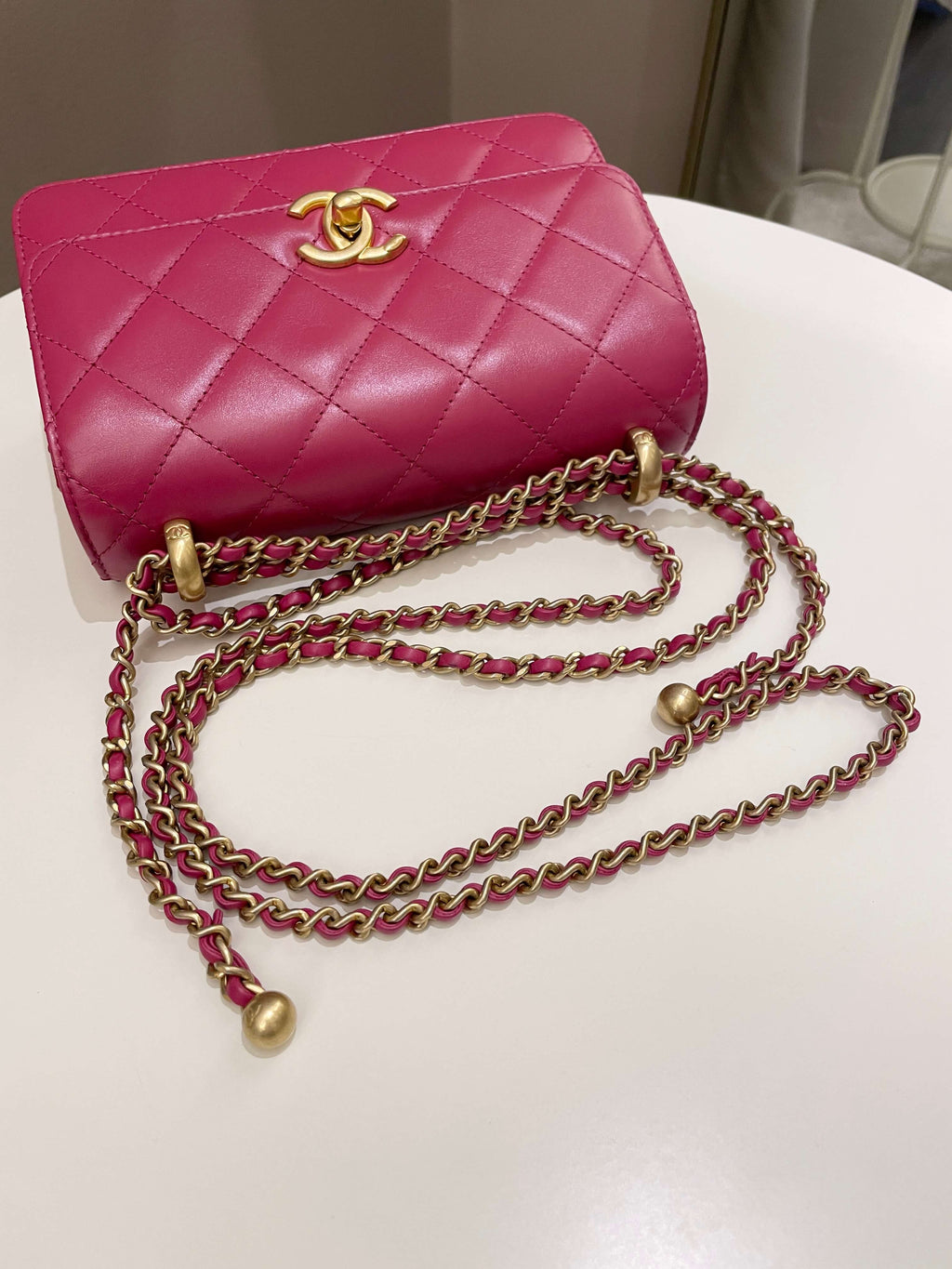 Chanel Quilted Perfect Fit Chain Rose Fuchsia Calfskin