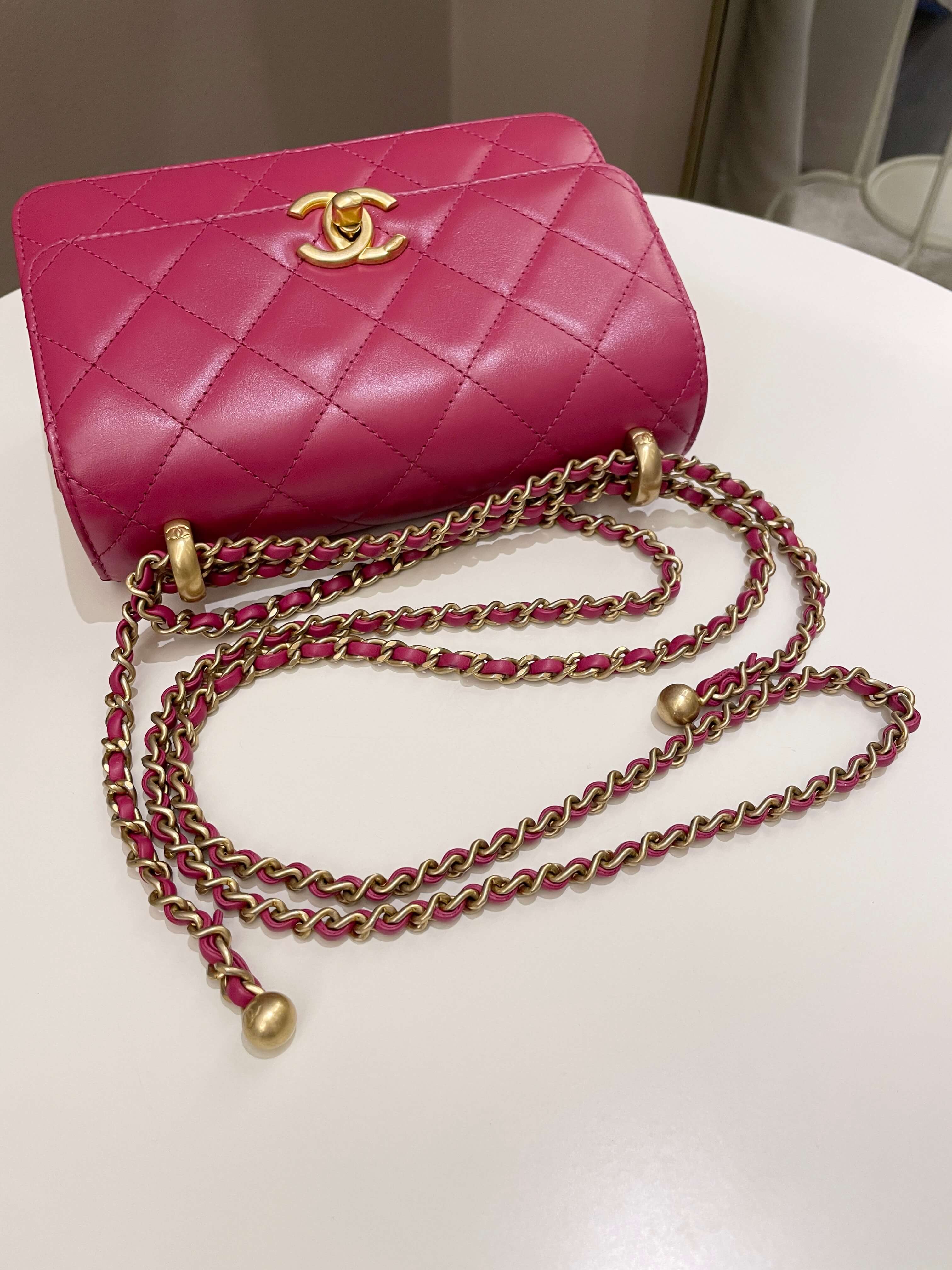 Chanel Quilted Perfect Fit Chain Rose Fuchsia Calfskin