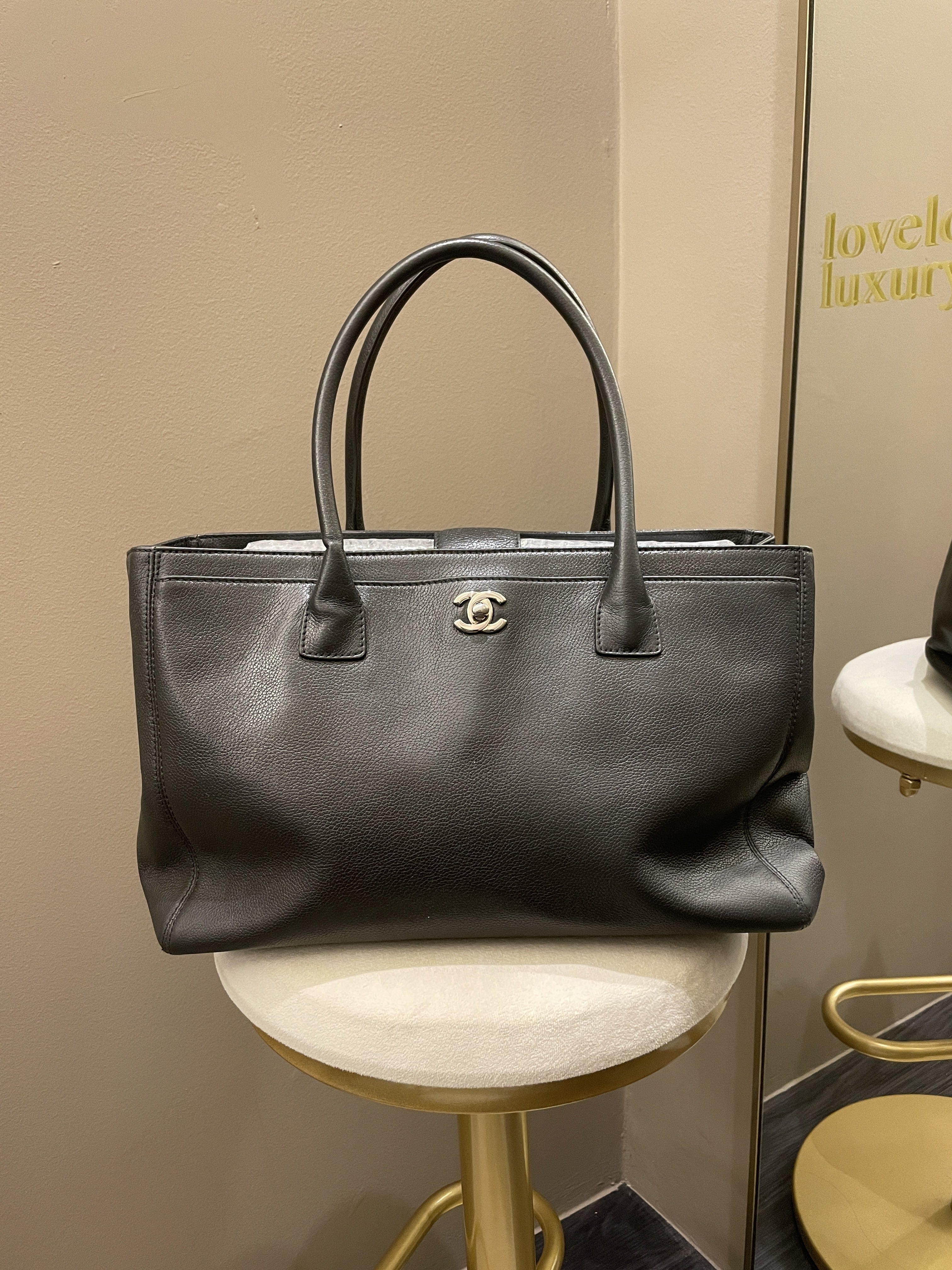 Chanel Executive Tote Bag Dark Grey Grainy Calfskin
