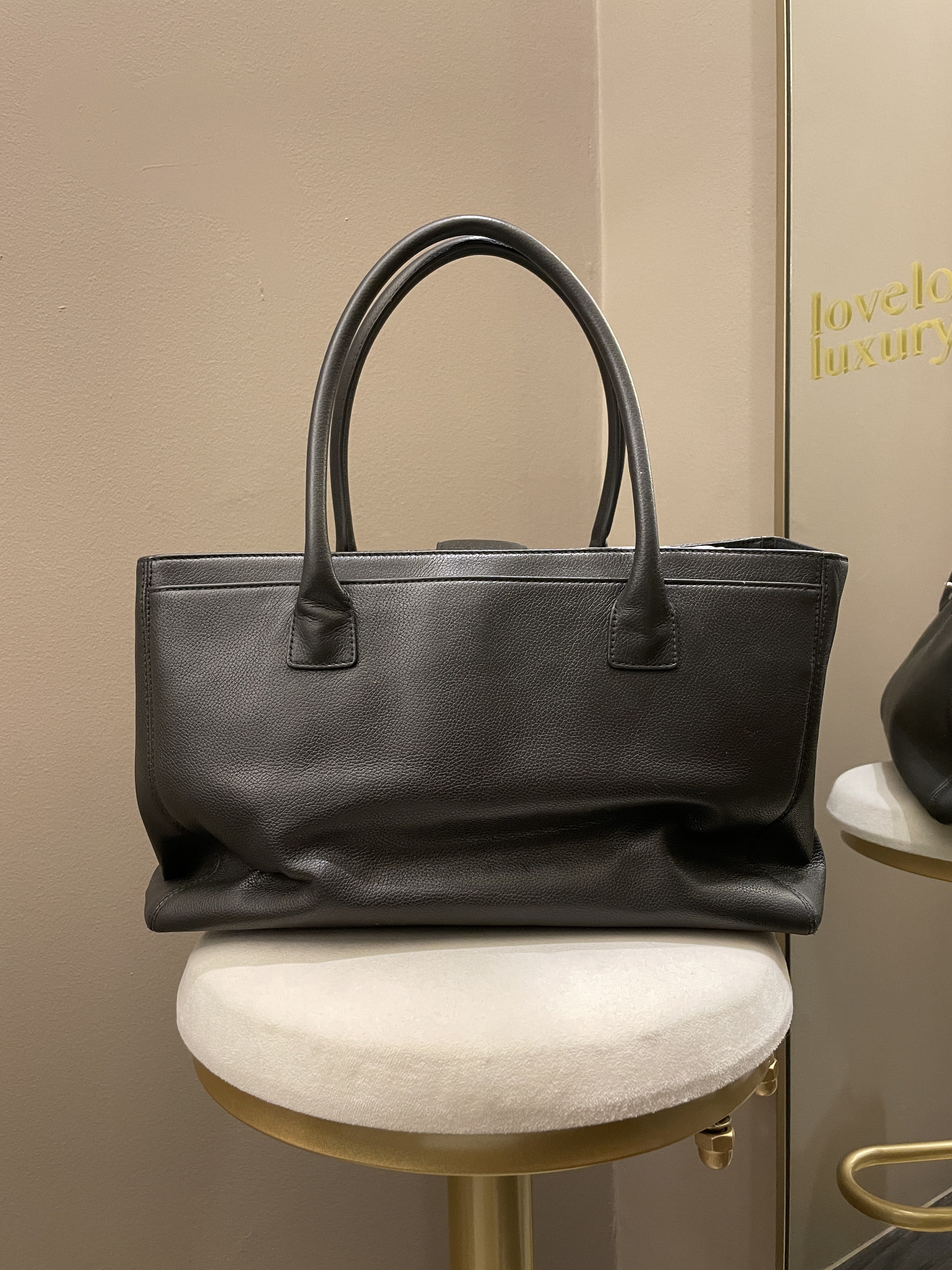 Chanel Executive Tote Bag Dark Grey Grainy Calfskin