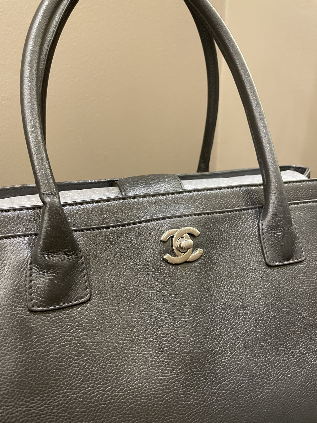Chanel Executive Tote Bag Dark Grey Grainy Calfskin