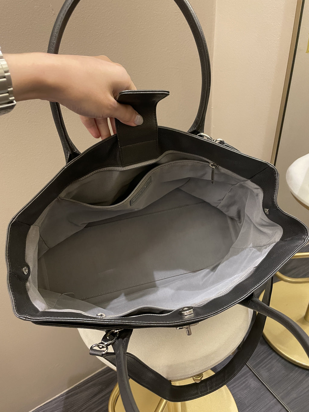 Chanel Executive Tote Bag Dark Grey Grainy Calfskin