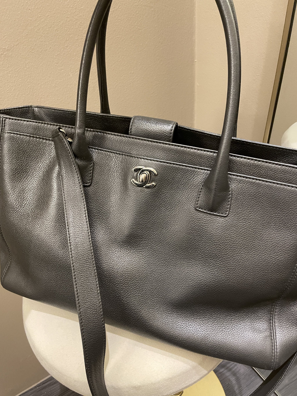 Chanel Executive Tote Bag Dark Grey Grainy Calfskin