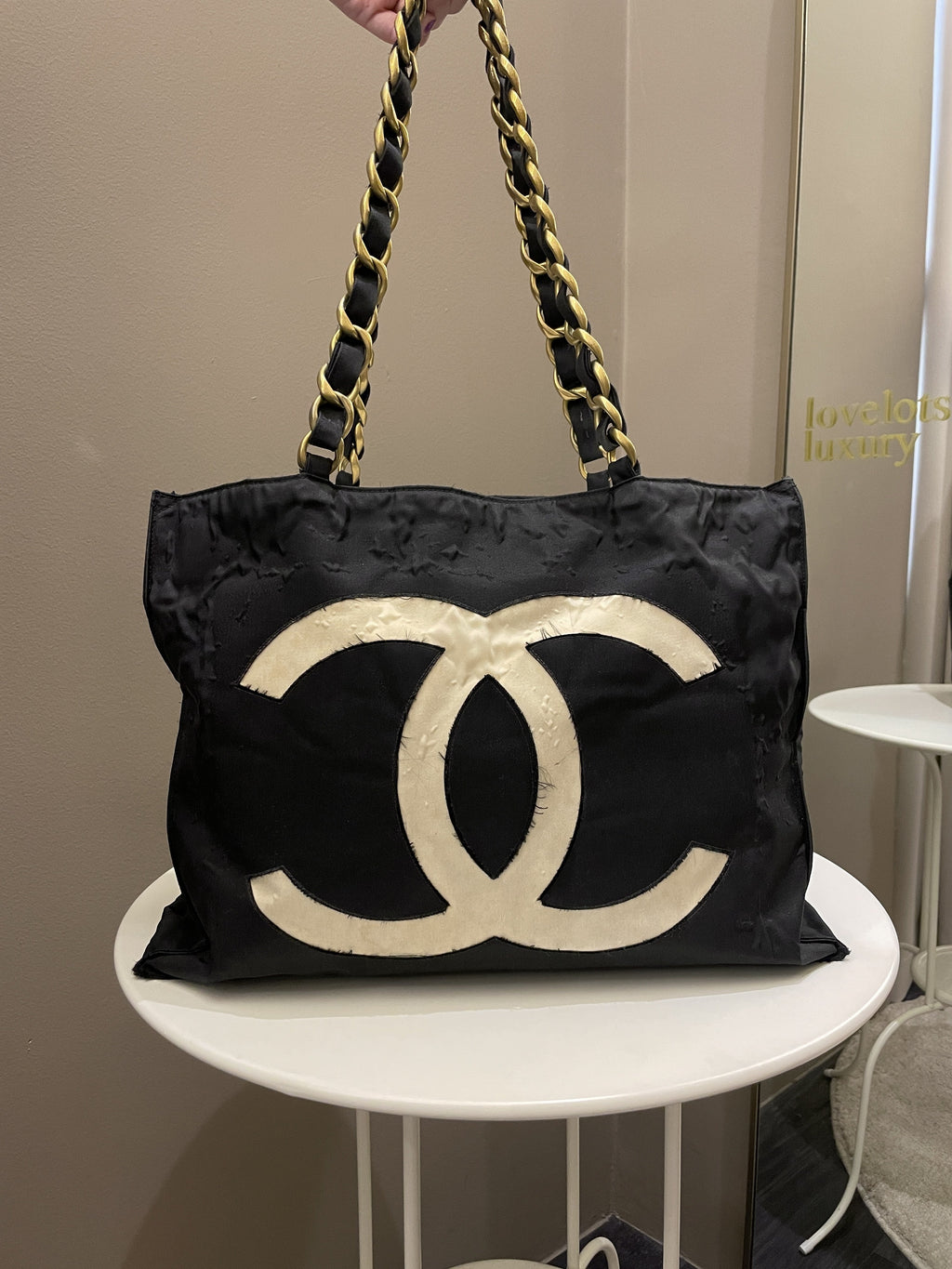 Chanel Cc Vintage Tote Bag Black Canvas