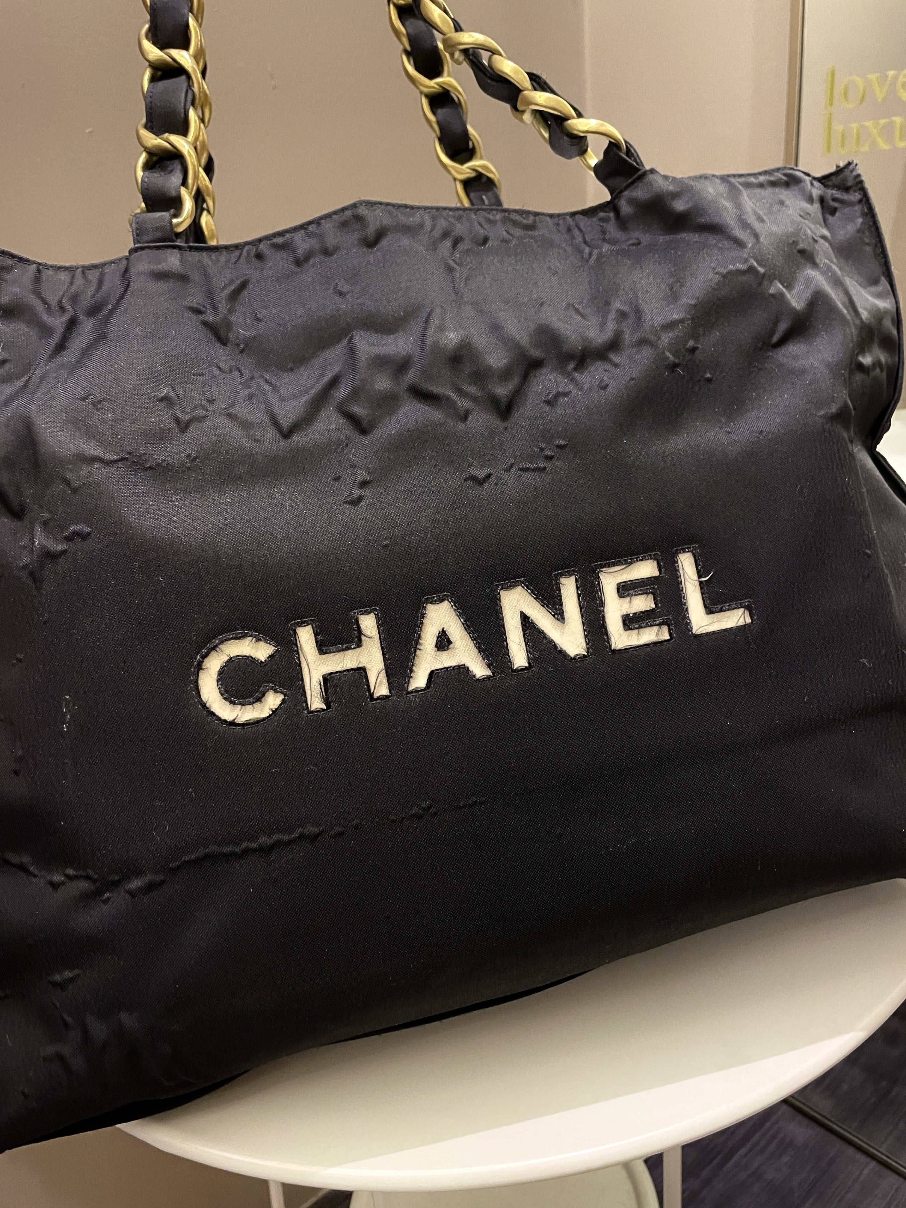 Chanel Cc Vintage Tote Bag Black Canvas