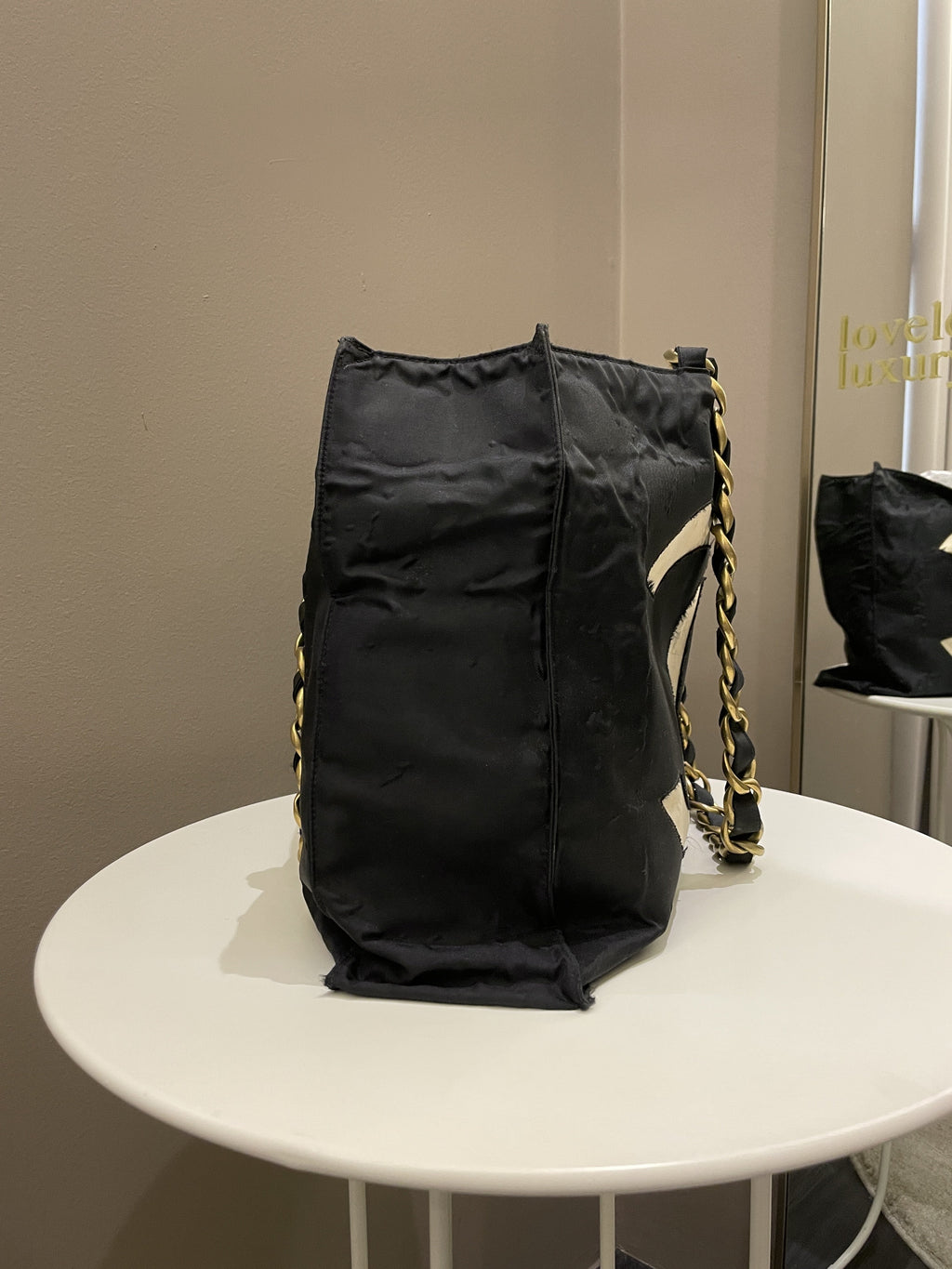 Chanel Cc Vintage Tote Bag Black Canvas