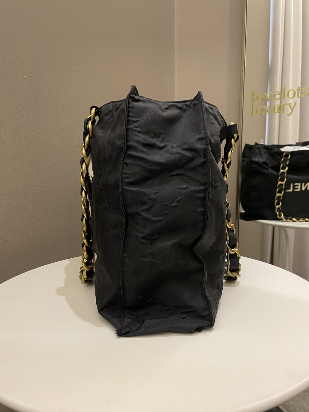 Chanel Cc Vintage Tote Bag Black Canvas