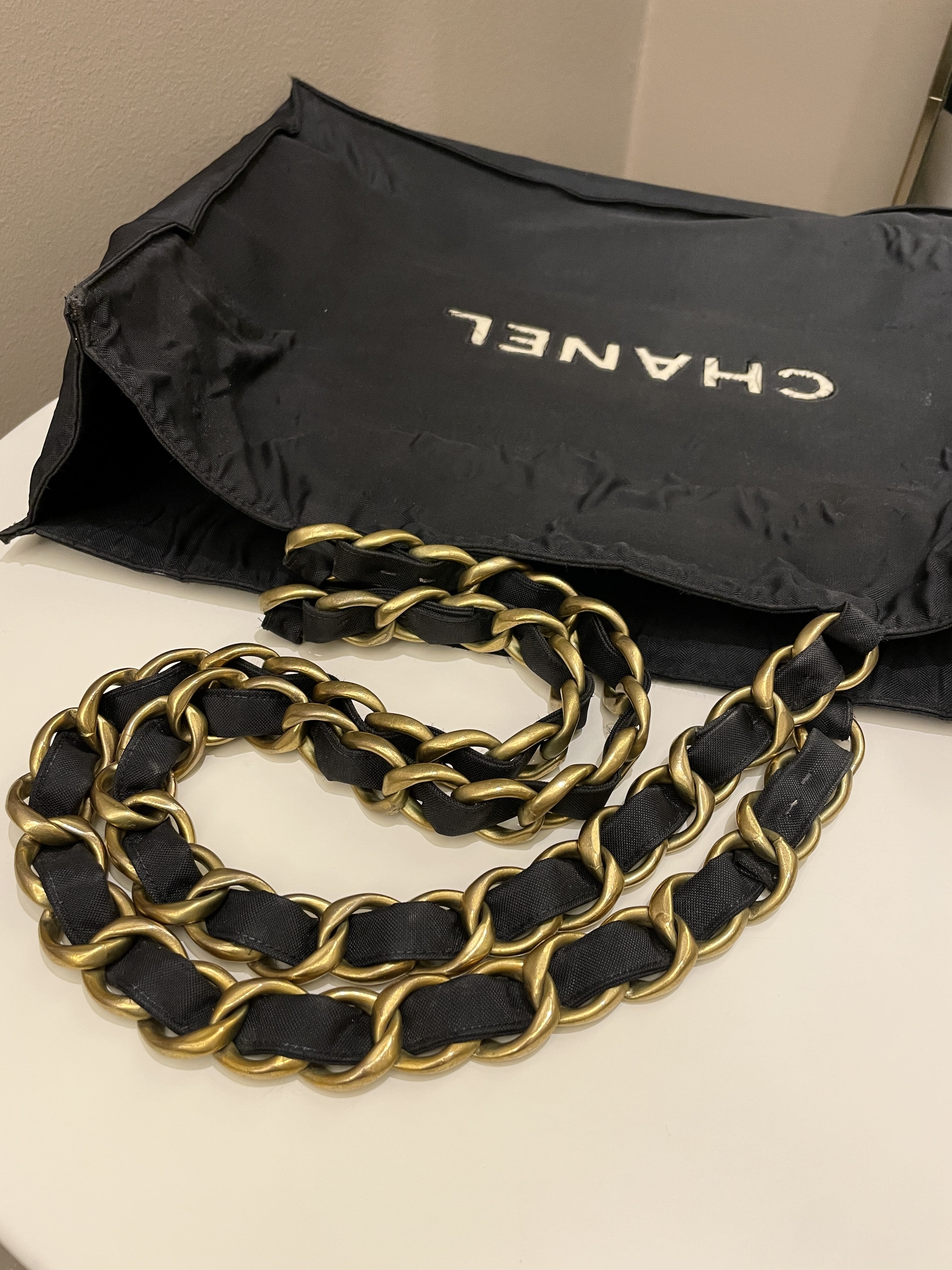 Chanel Cc Vintage Tote Bag Black Canvas