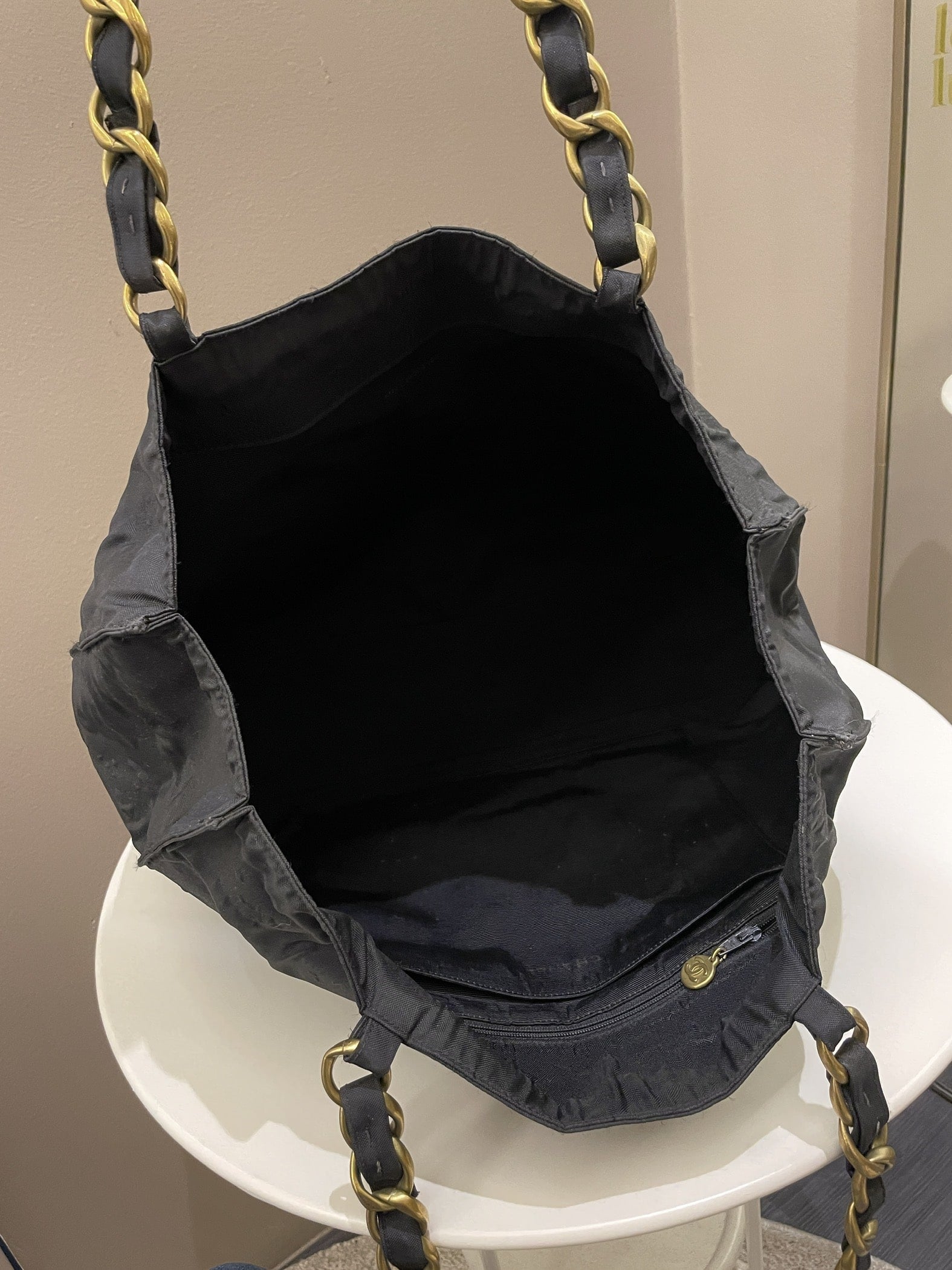 Chanel Cc Vintage Tote Bag Black Canvas