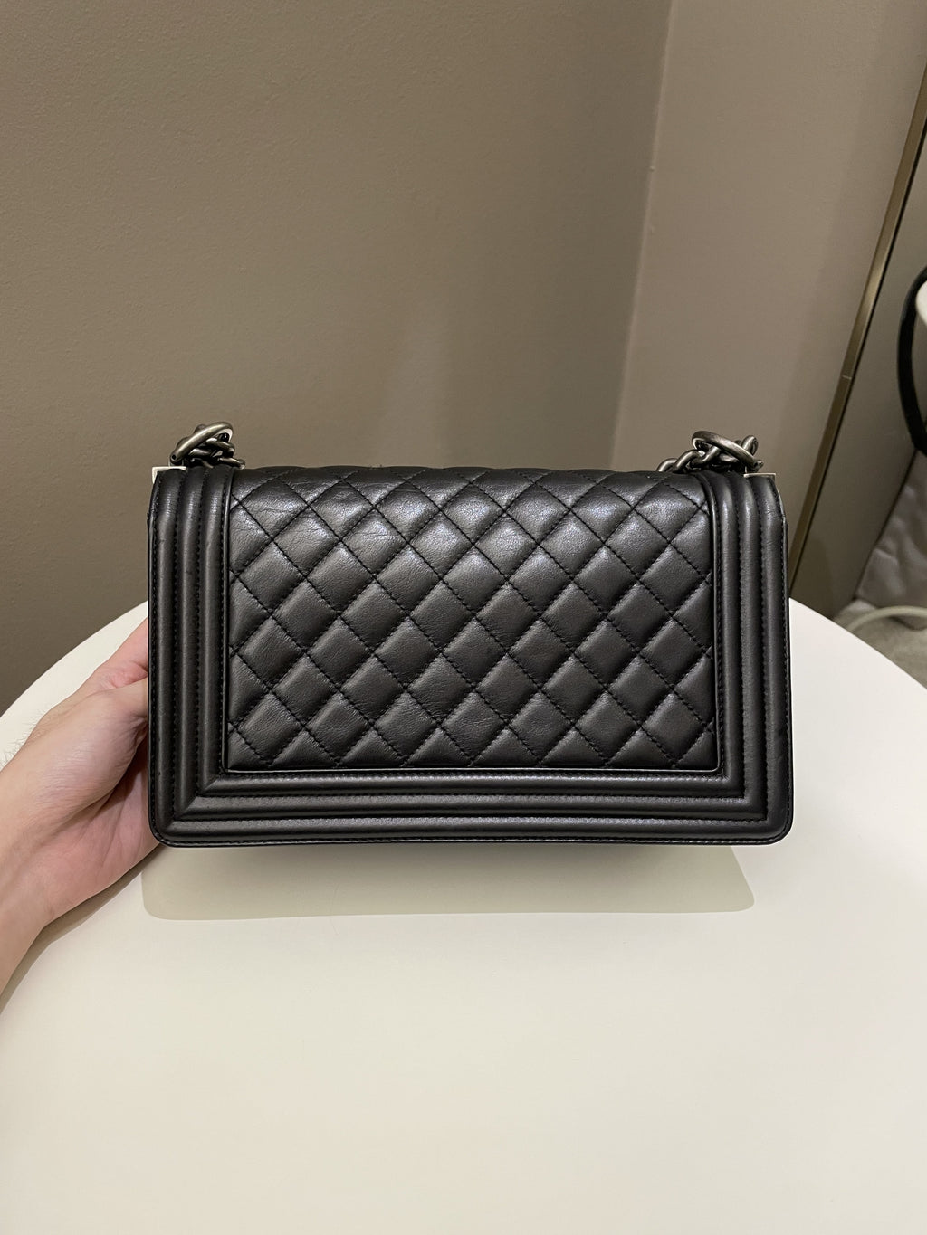 Chanel Quilted Boy Old Medium Black Calfskin
