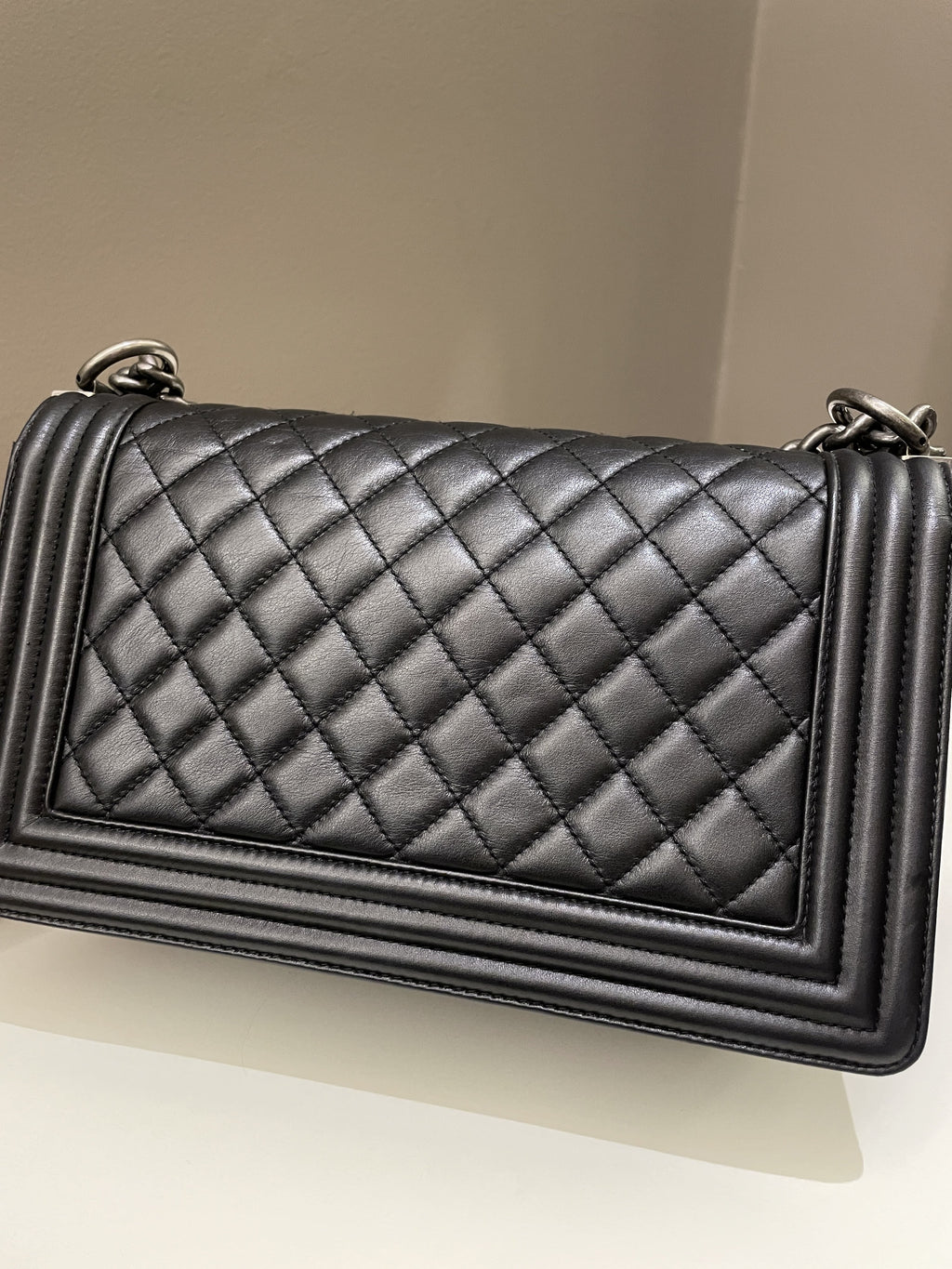 Chanel Quilted Boy Old Medium Black Calfskin