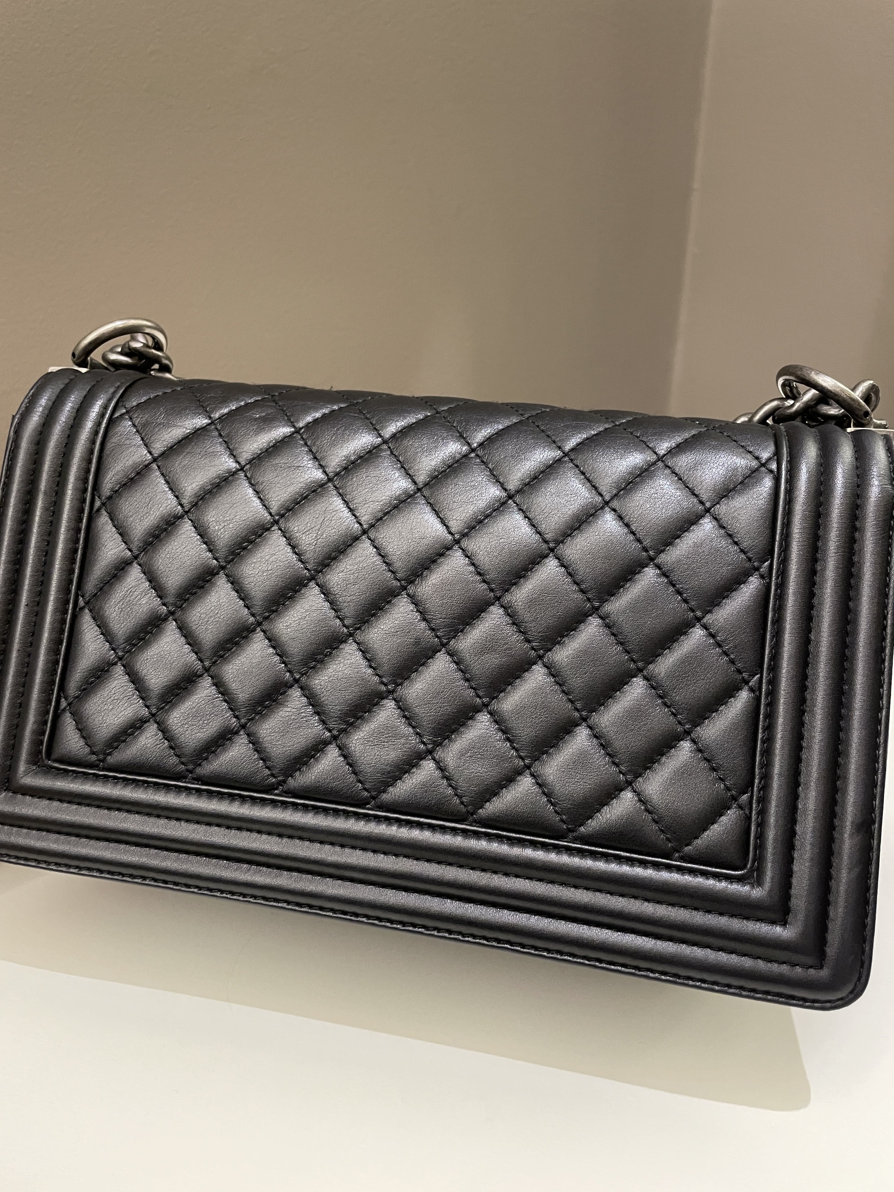 Chanel Quilted Boy Old Medium Black Calfskin