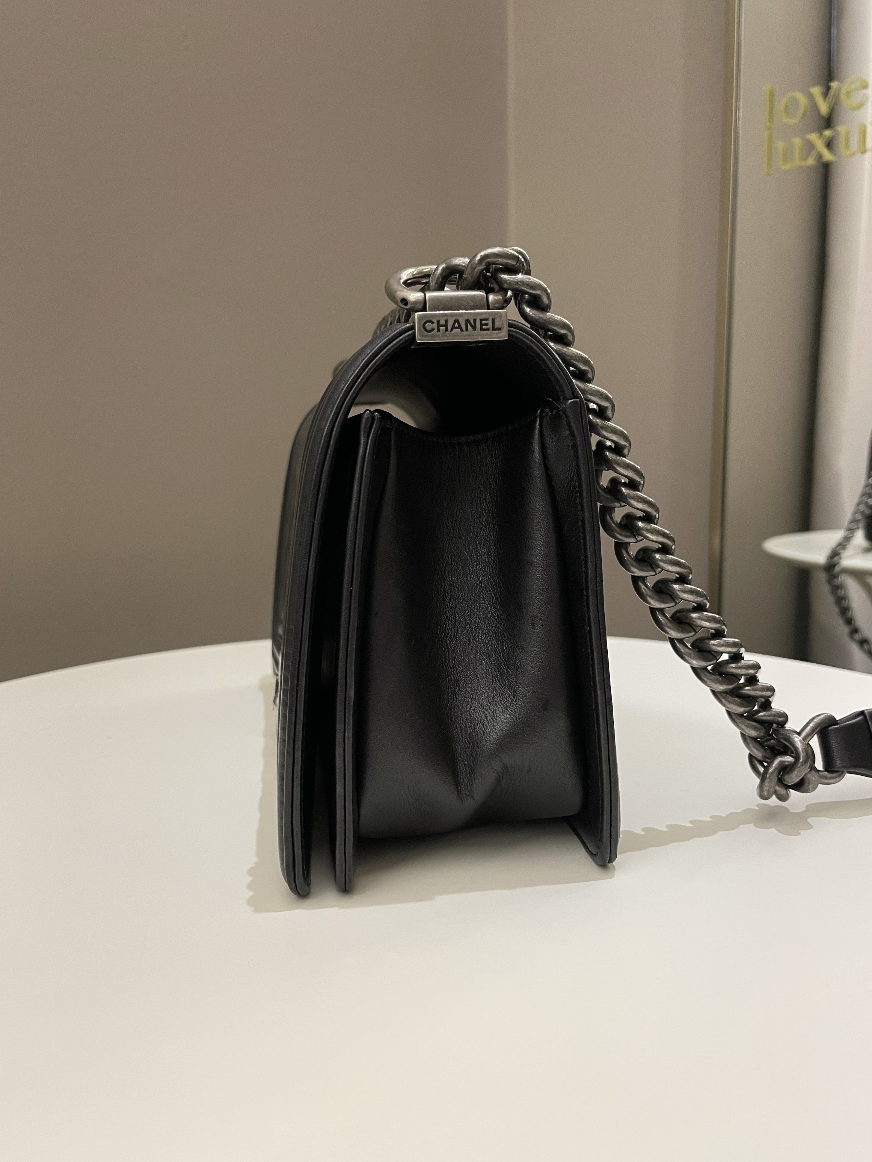 Chanel Quilted Boy Old Medium Black Calfskin