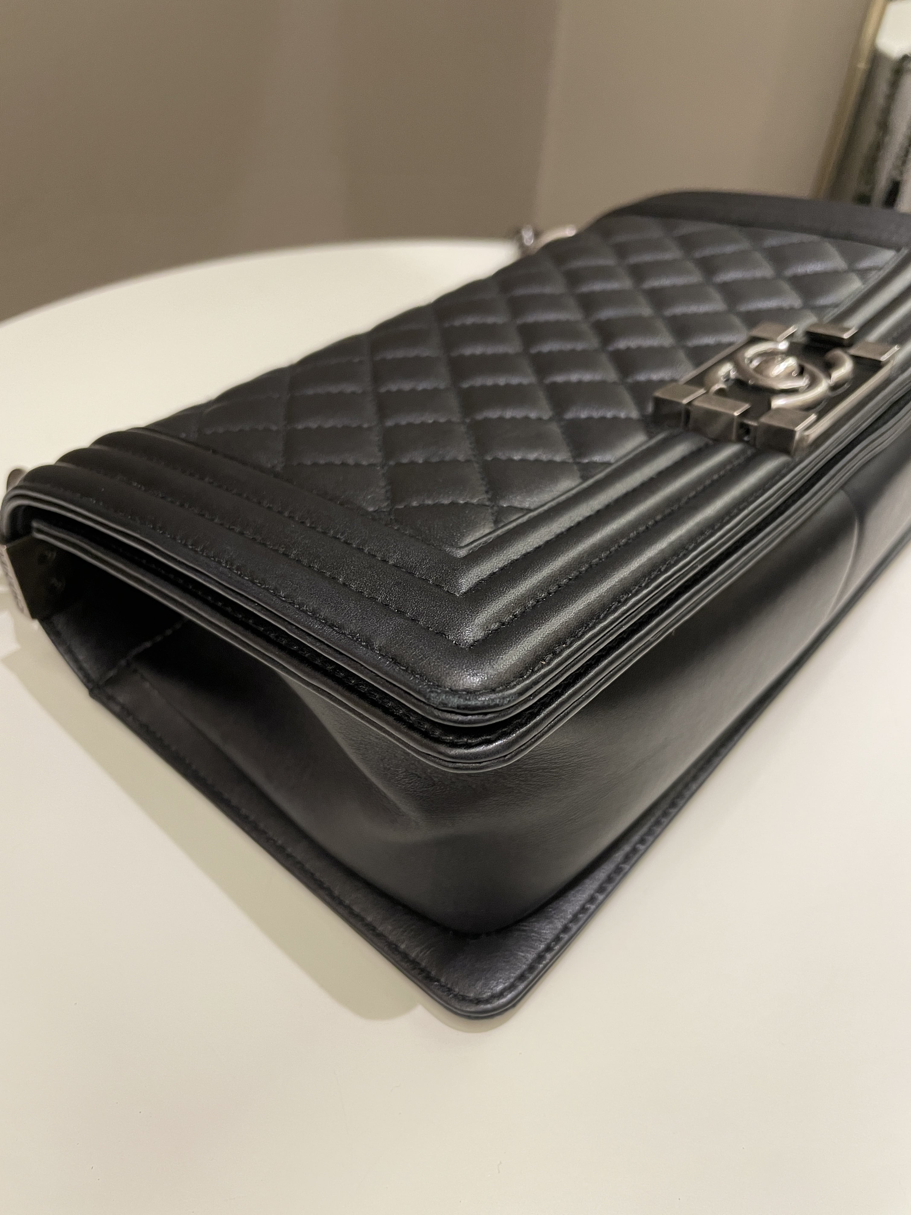 Chanel Quilted Boy Old Medium Black Calfskin