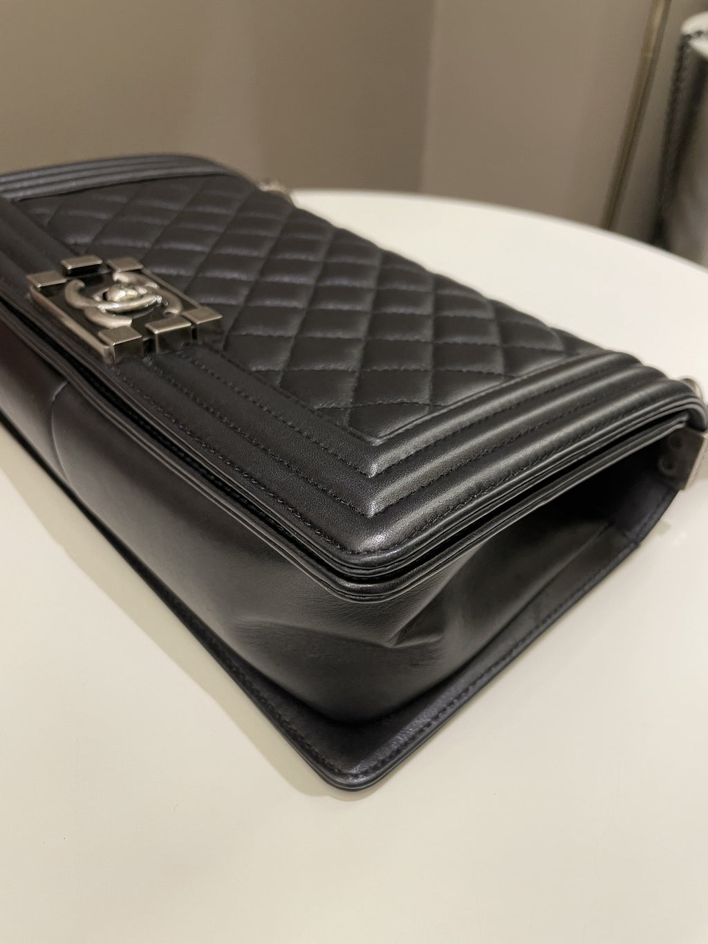 Chanel Quilted Boy Old Medium Black Calfskin