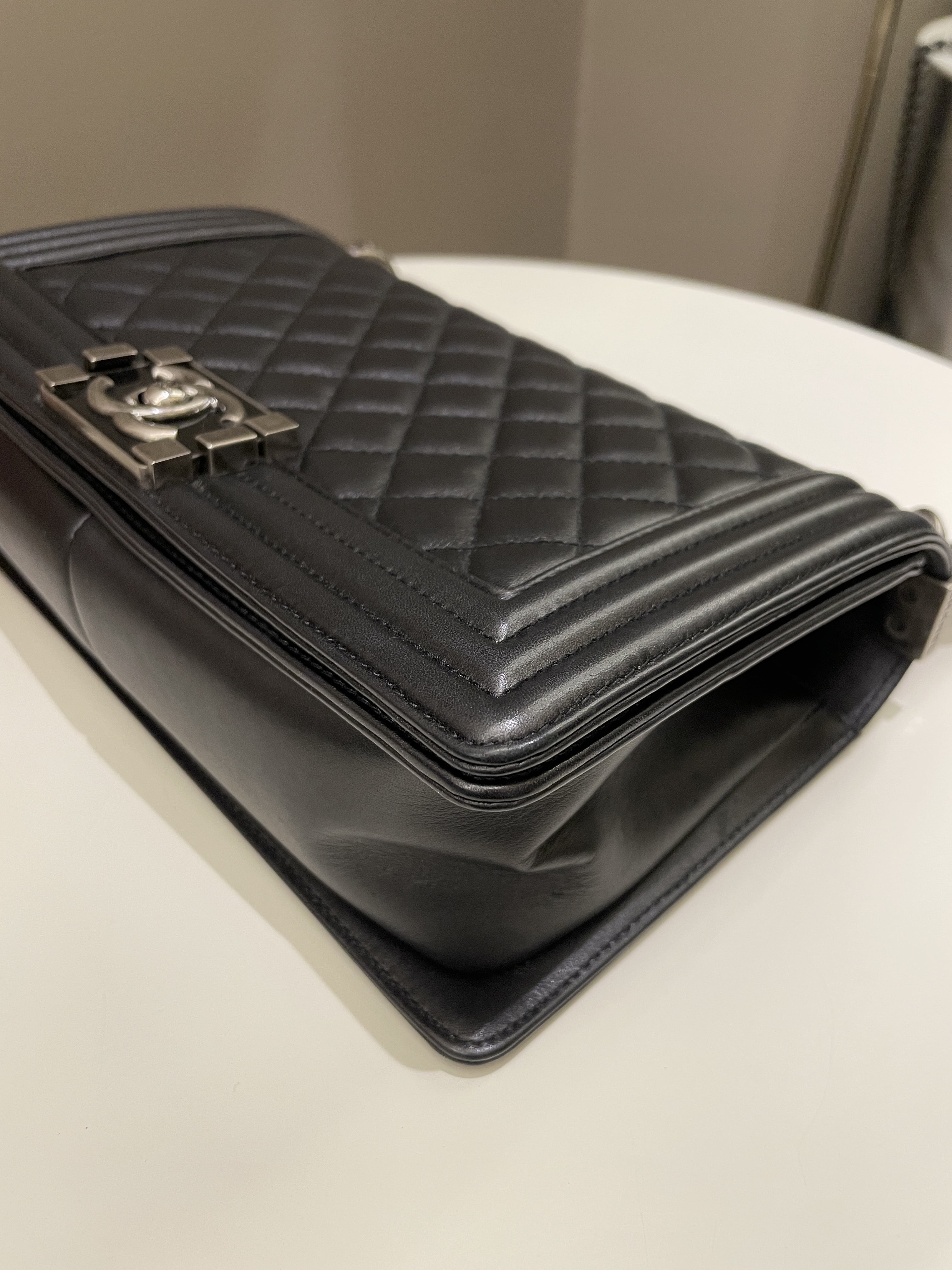 Chanel Quilted Boy Old Medium Black Calfskin