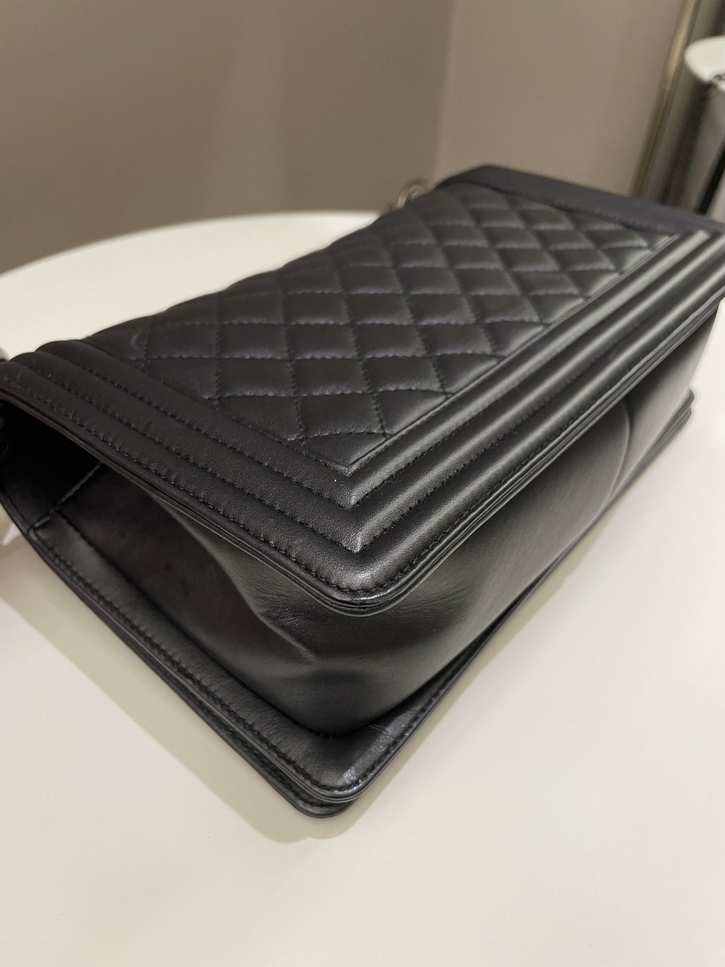 Chanel Quilted Boy Old Medium Black Calfskin