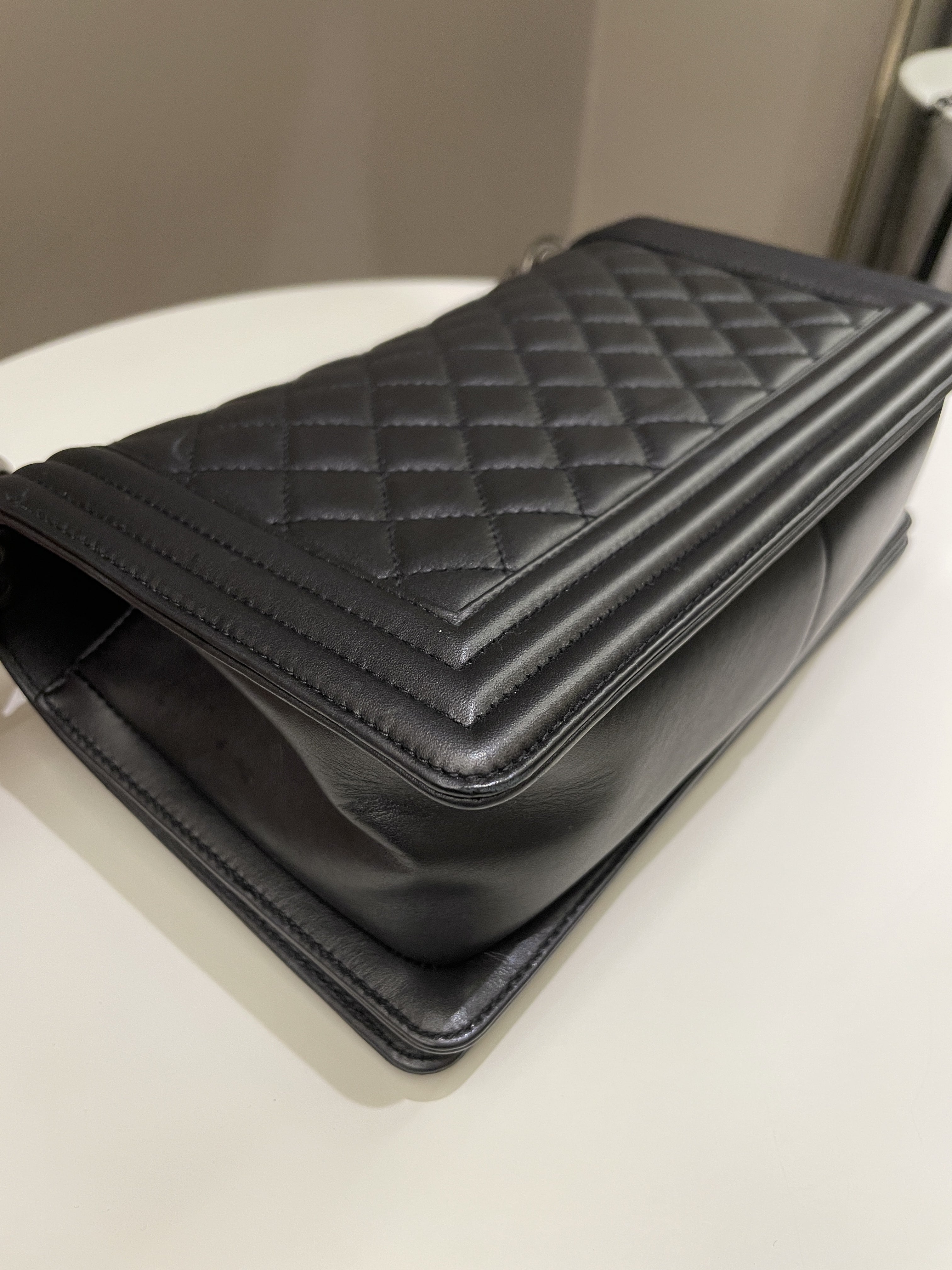 Chanel Quilted Boy Old Medium Black Calfskin